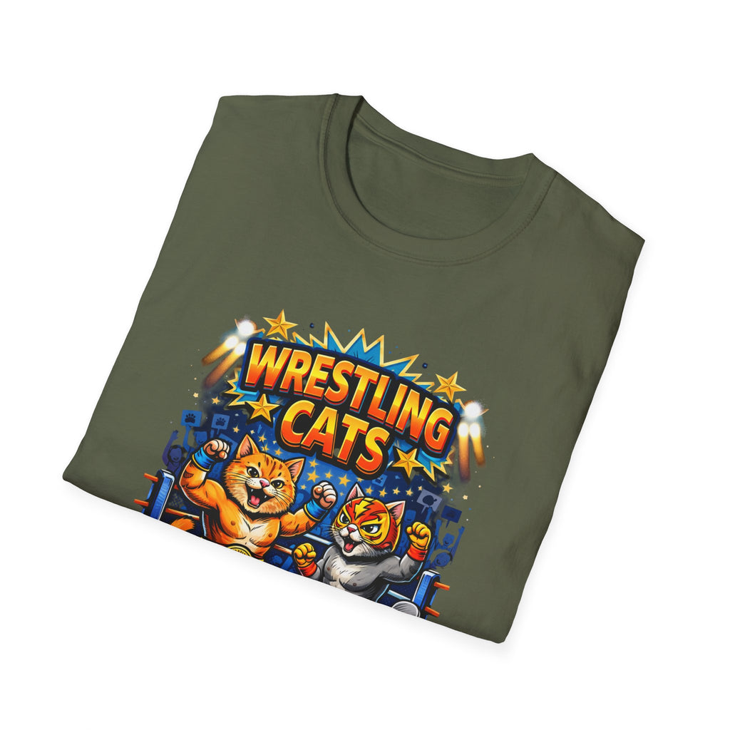 Wrestling Cats T-Shirt | Retro Cat Wrestlers Graphic Tee
