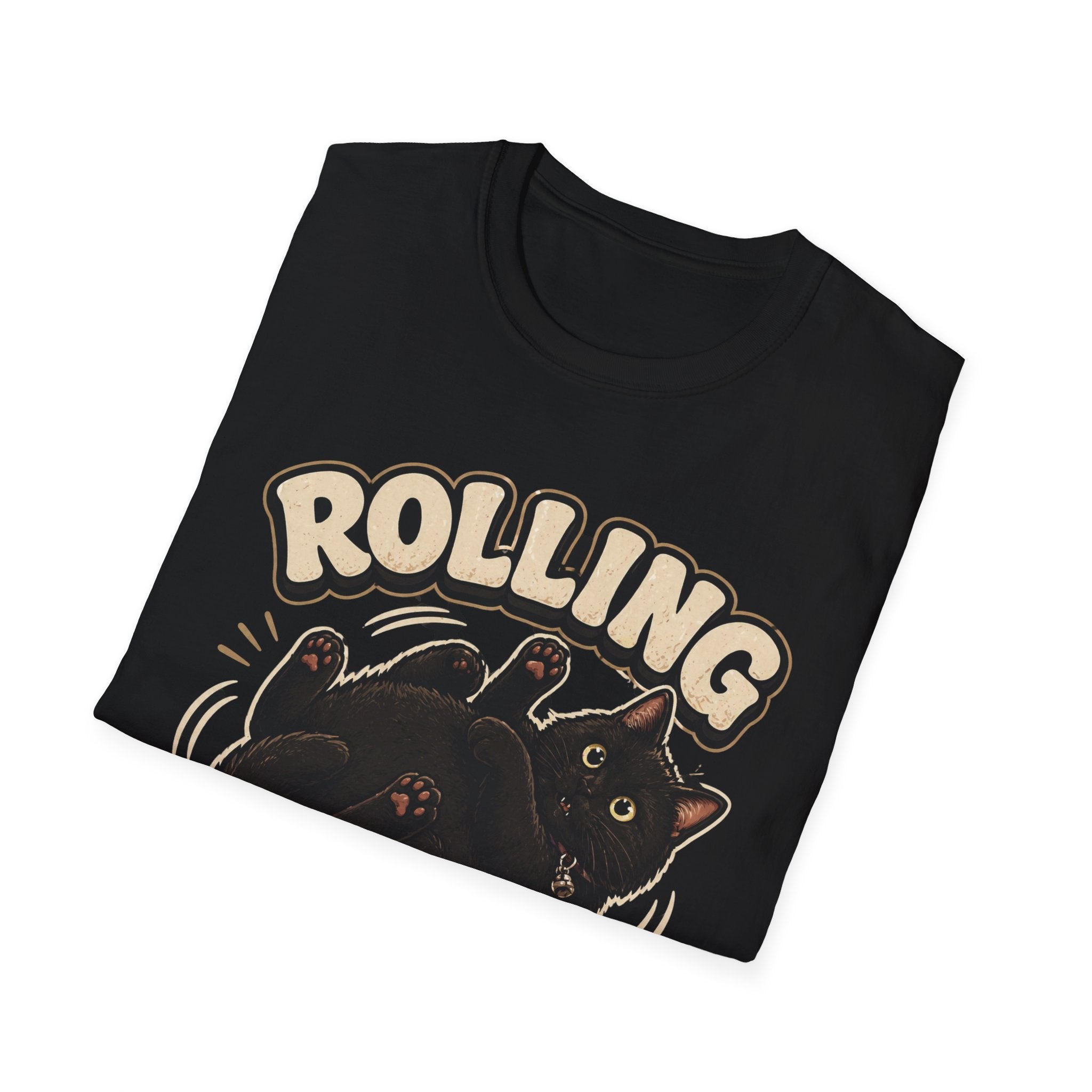 Rolling Fatties cat tee | Cute chubby black cat illustration T-Shirt