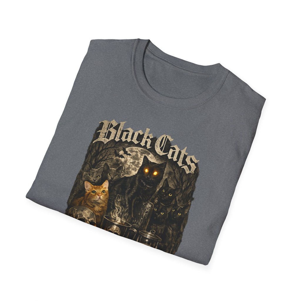 Black Cats & Coffee T-Shirt | Vintage Gothic Cat Illustration, Coffee Lover