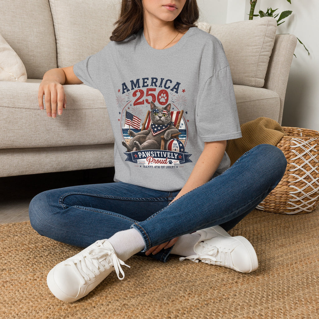 America 250 Cat Patriotic T-Shirt | Flag, Fireworks, Cute Cat