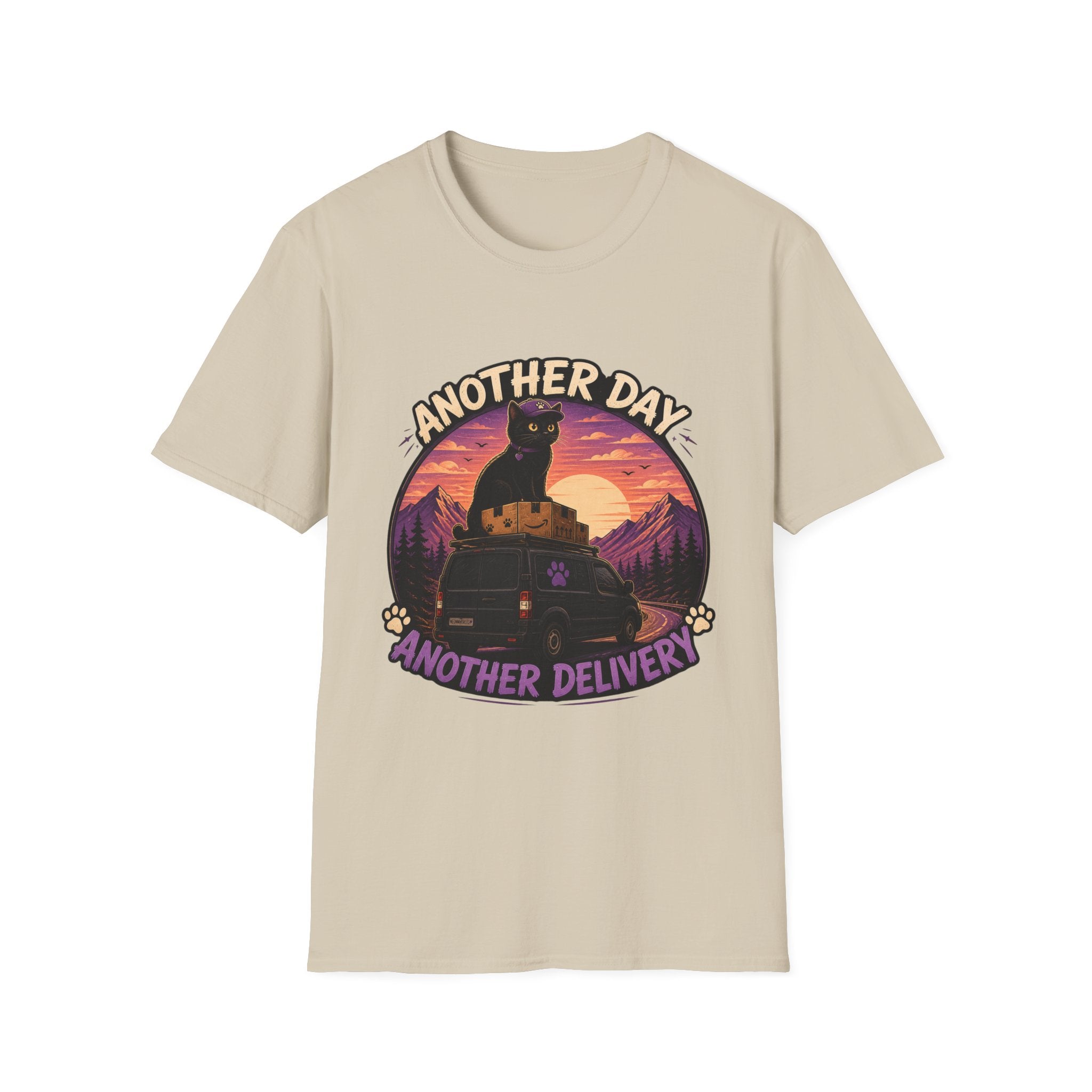 Another Day Another Delivery cat sunset T-Shirt | Delivery Cat Graphic Tee
