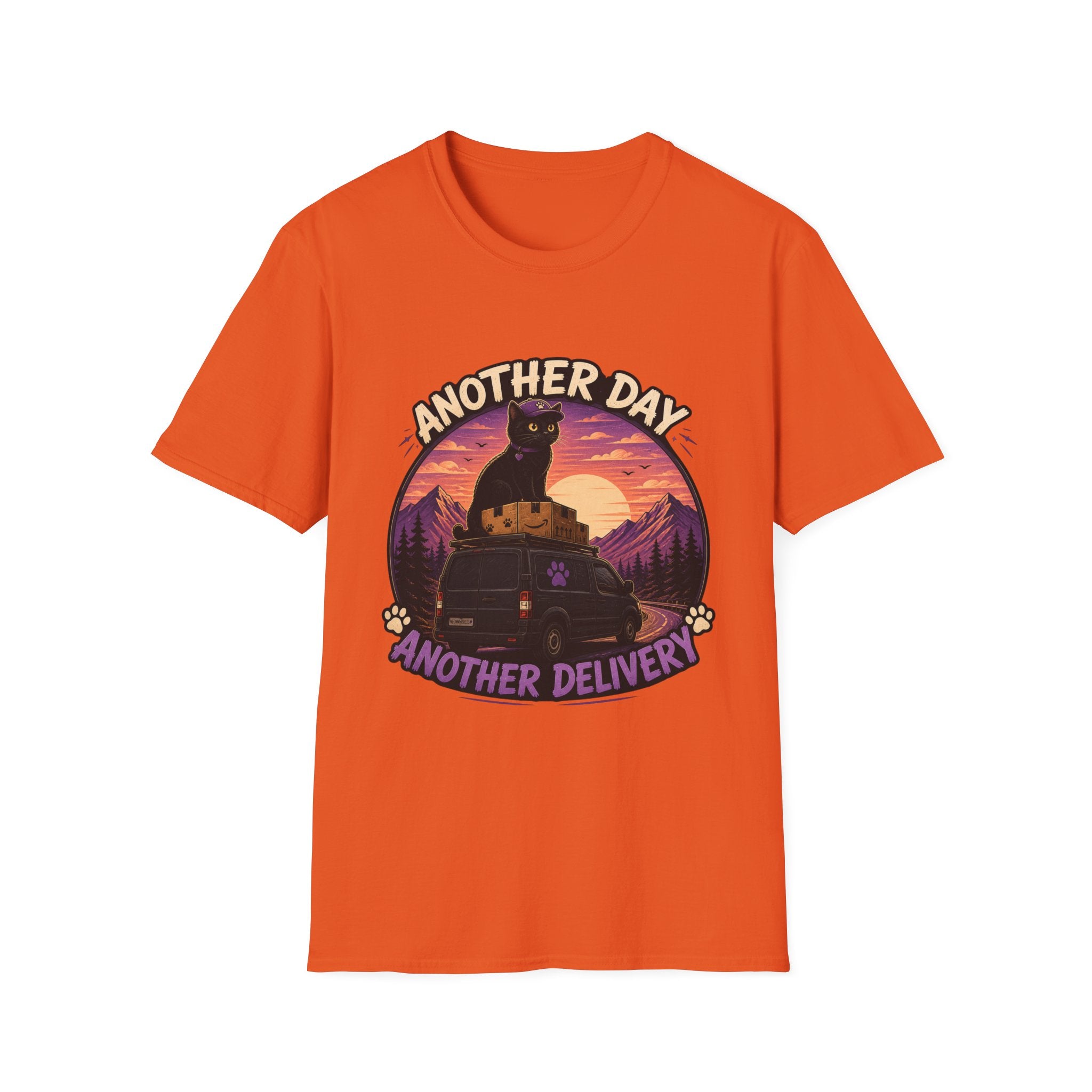Another Day Another Delivery cat sunset T-Shirt | Delivery Cat Graphic Tee