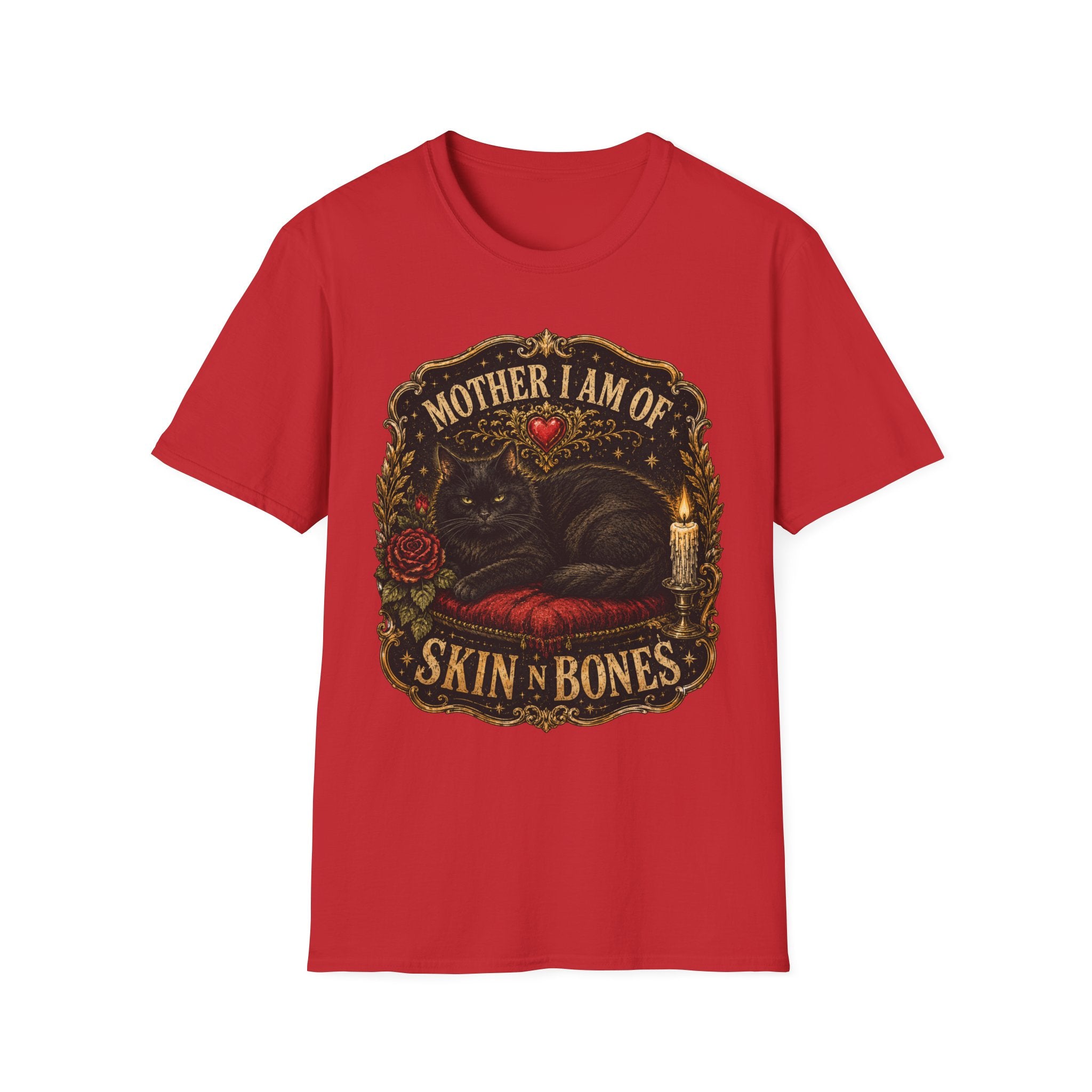 Mother I Am Of... Cat Skull Gothic T-Shirt | Black Cat, Rose, Candle