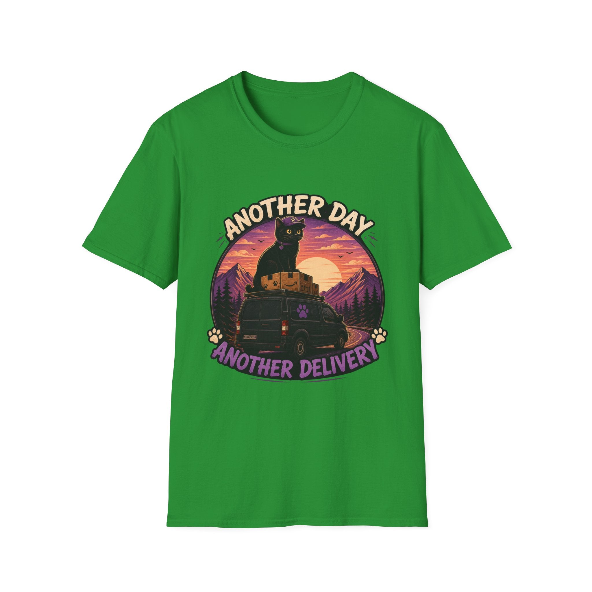 Another Day Another Delivery cat sunset T-Shirt | Delivery Cat Graphic Tee