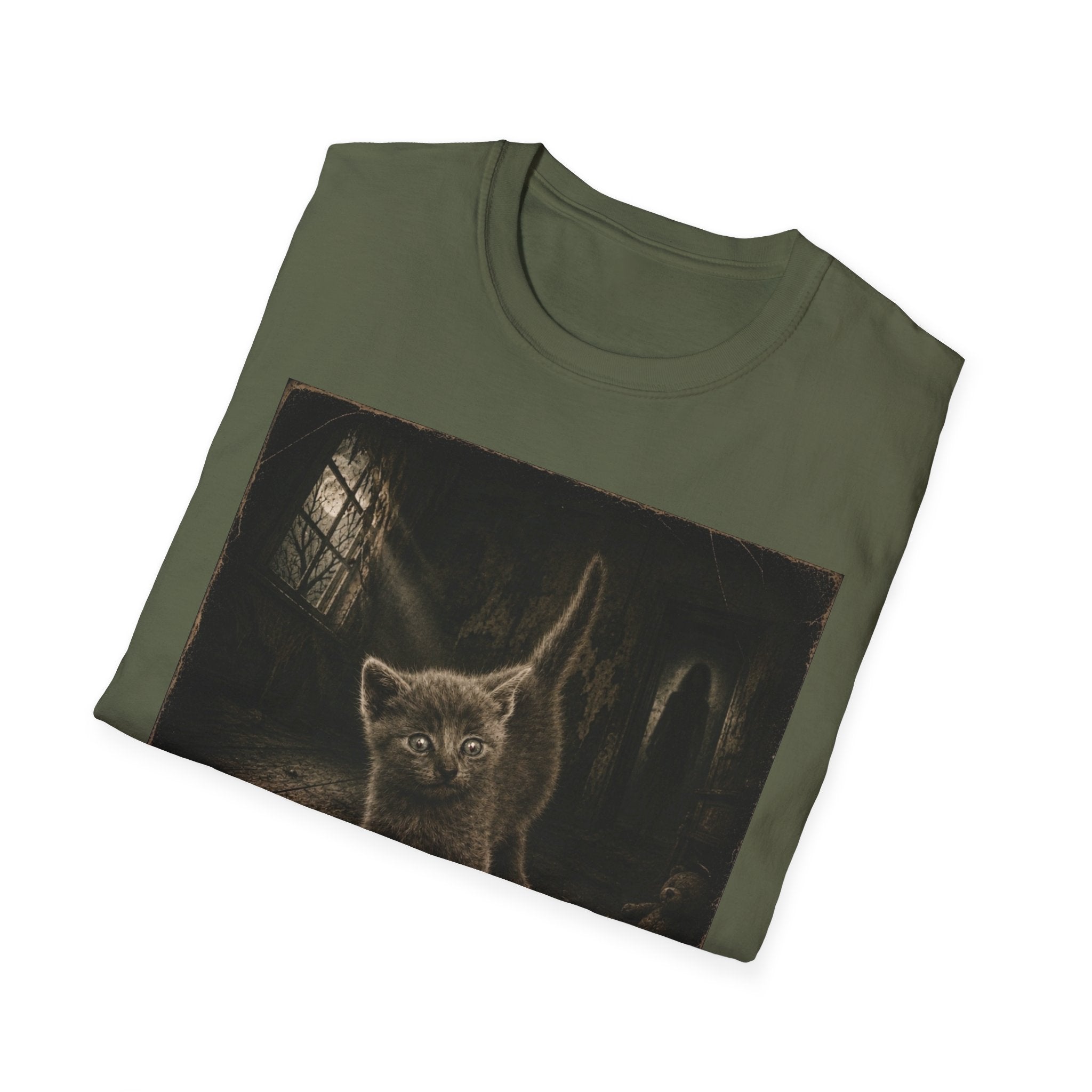 Gray Spooky Cat T-Shirt | Halloween Cat Shirt