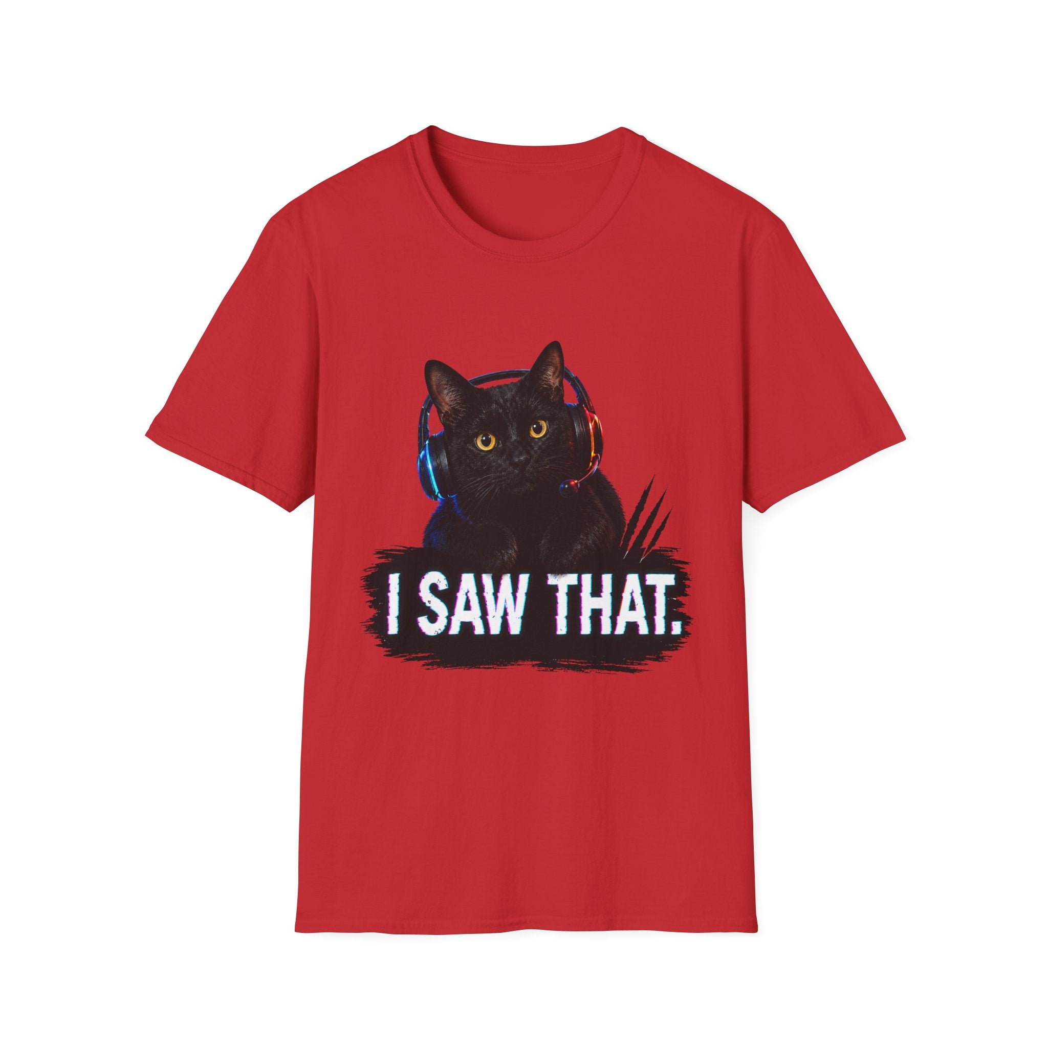 Black Cat with Headphones I Saw That T-Shirt | Funny Cat Tee