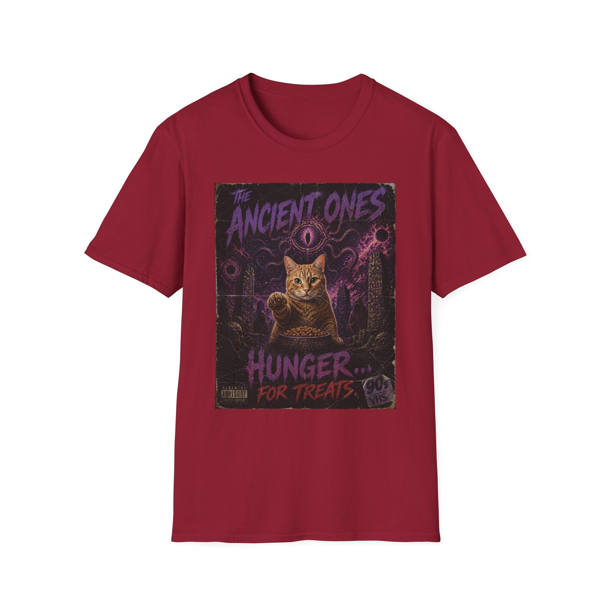 Ancient Ones Cat Horror Poster T-Shirt | Cthulhu Cat Hunger for Treats