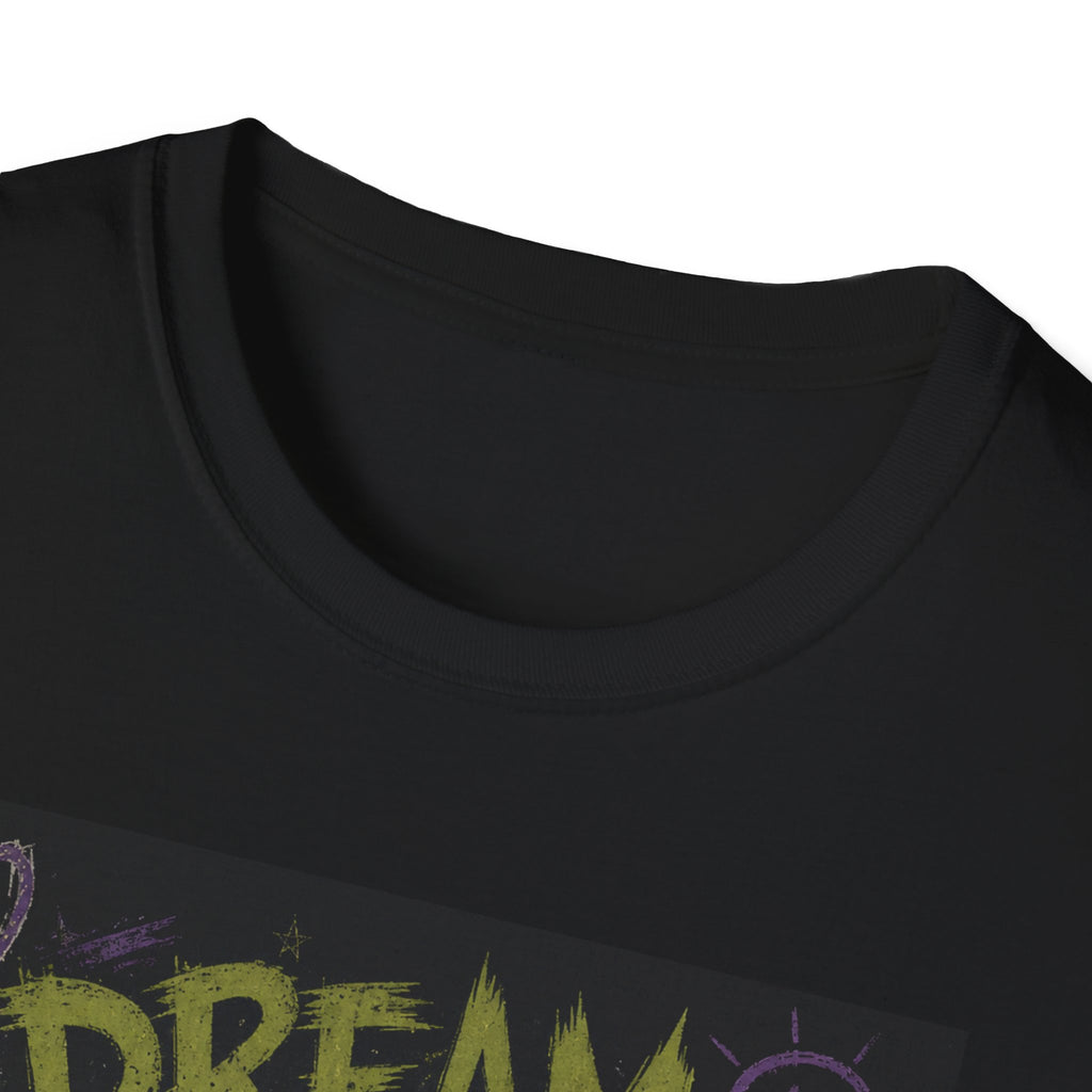 Dream of Pickles cat illustration T-Shirt | whimsical night scene, purple text