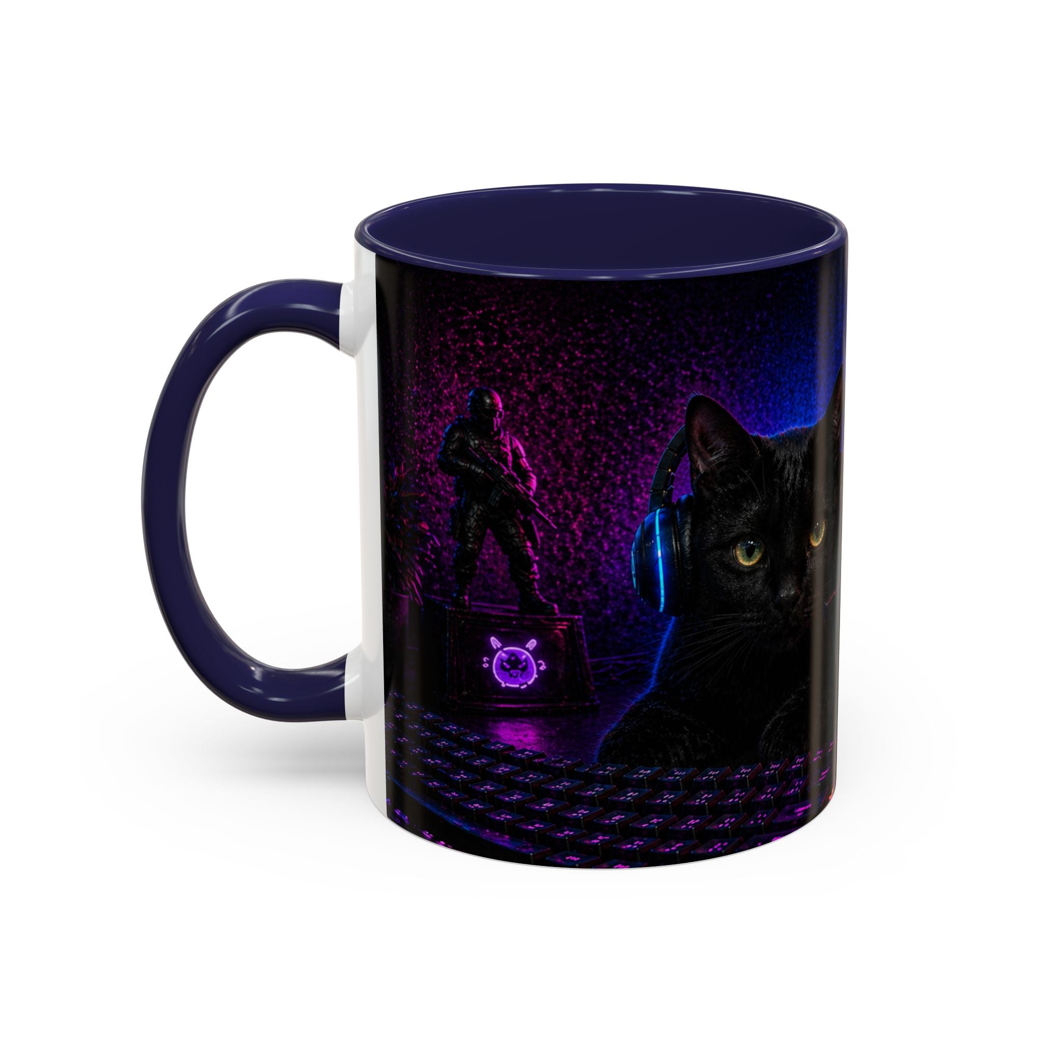 PAWS Pause Snack Game Repeat Cat Coffee Mug | Neon Gaming Cat Mug