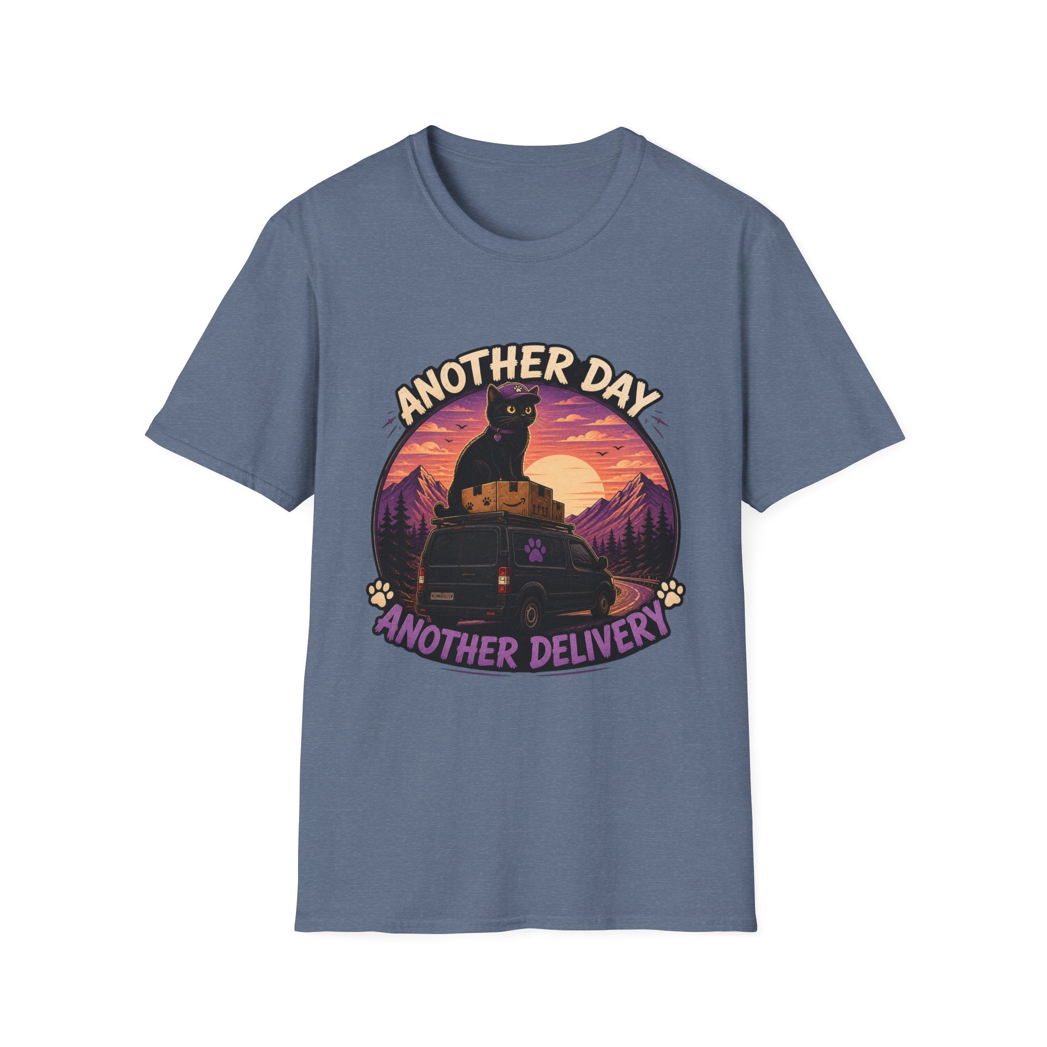 Another Day Another Delivery cat sunset T-Shirt | Delivery Cat Graphic Tee