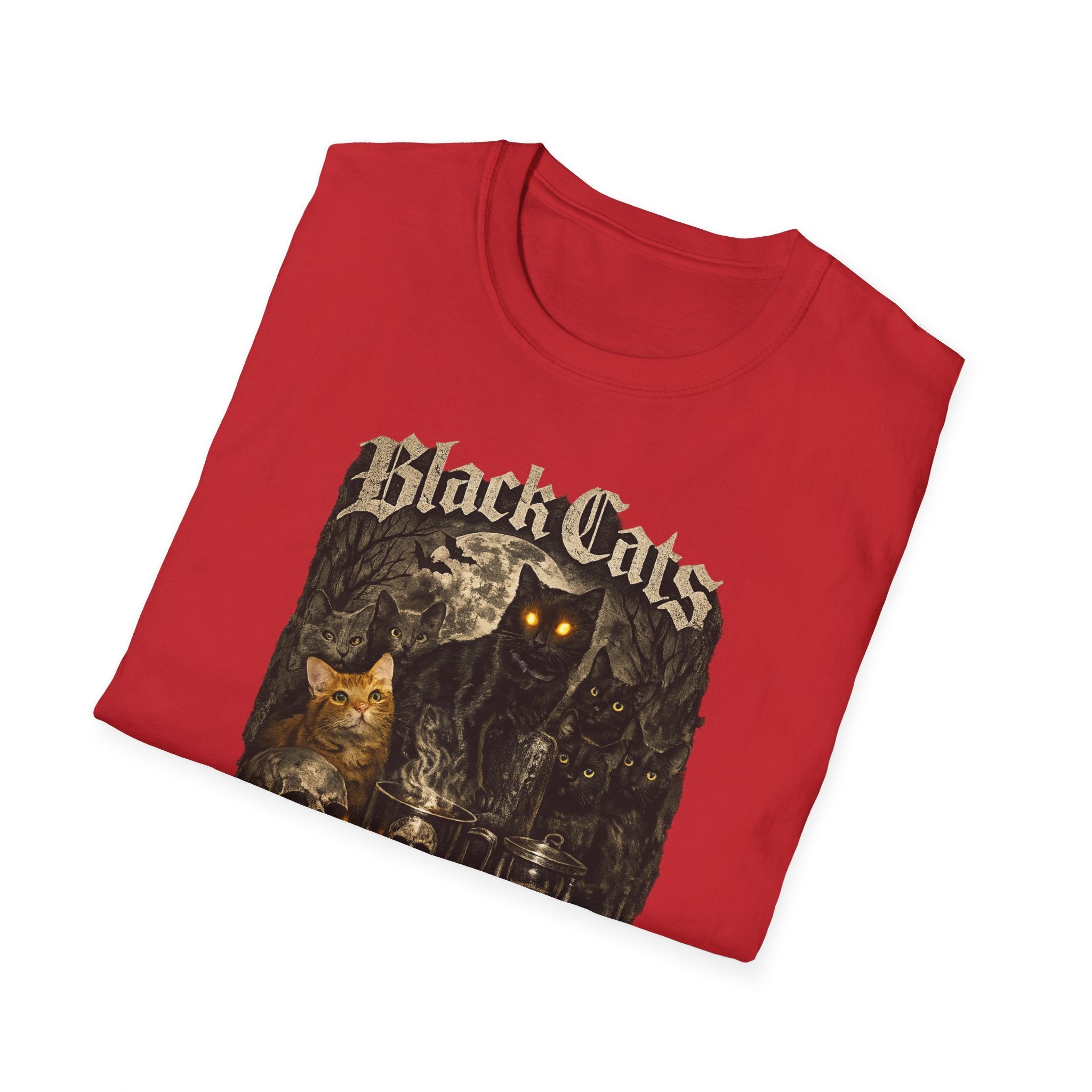 Black Cats & Coffee T-Shirt | Vintage Gothic Cat Illustration, Coffee Lover