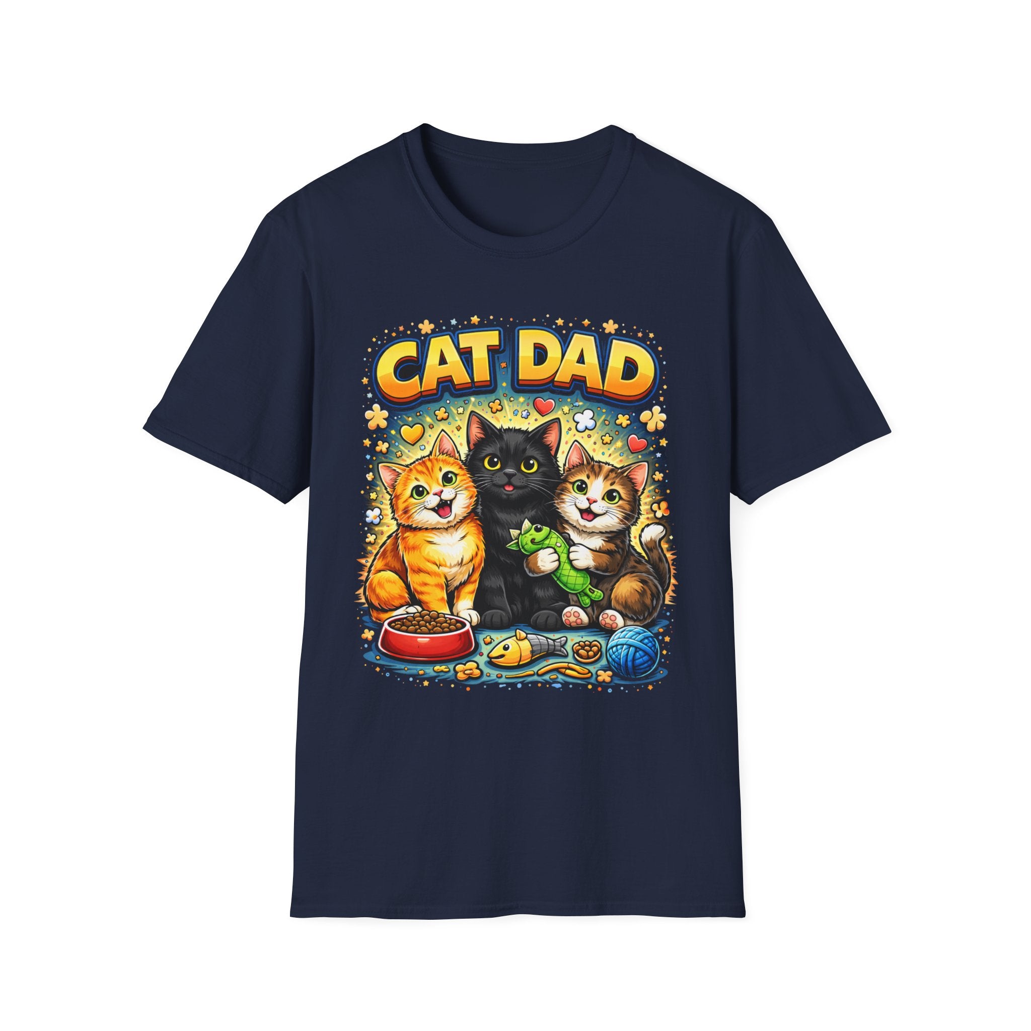 Cat Dad graphic T-Shirt | Cute kittens, colorful illustration, pet lover tee