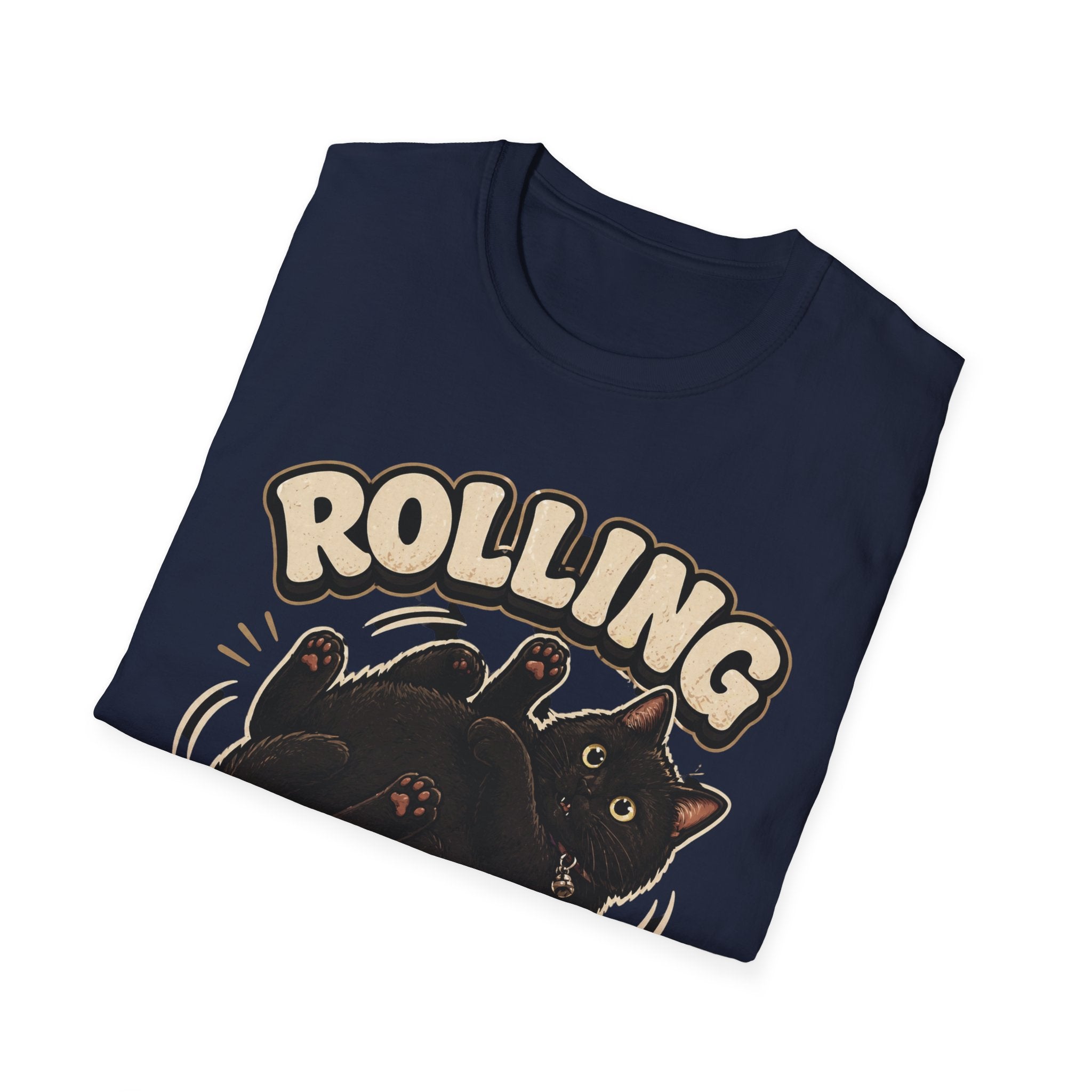 Rolling Fatties cat tee | Cute chubby black cat illustration T-Shirt