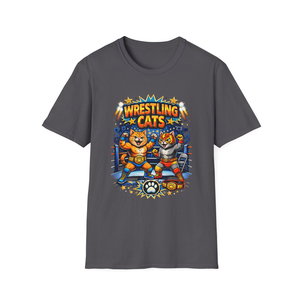 Wrestling Cats T-Shirt | Retro Cat Wrestlers Graphic Tee