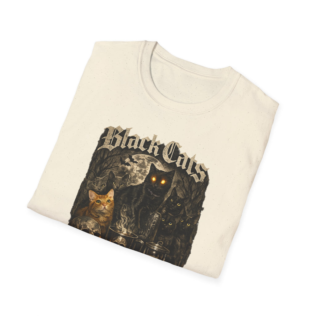 Black Cats & Coffee T-Shirt | Vintage Gothic Cat Illustration, Coffee Lover