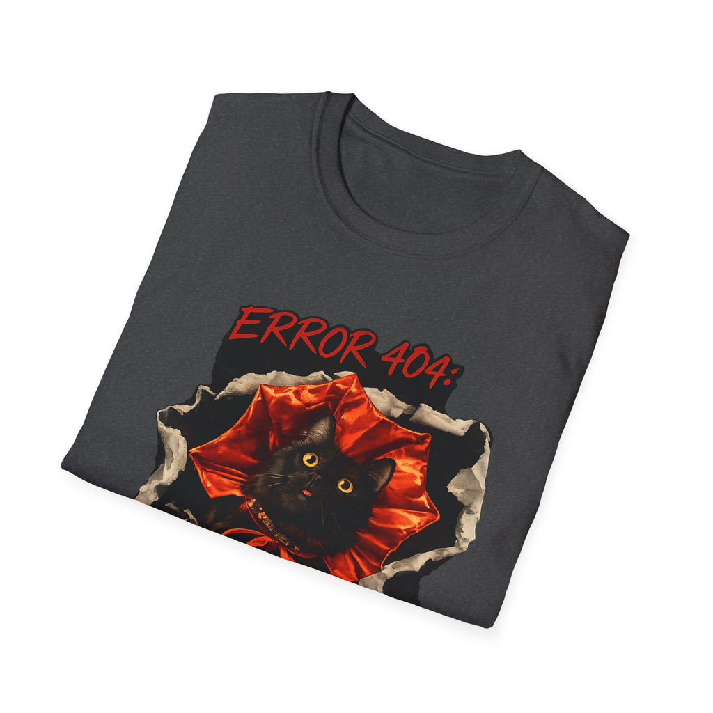 Error 404 Black Cat in Red Flower T-Shirt | Social Battery Not Found
