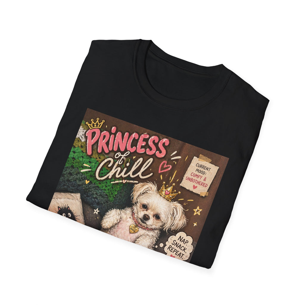 Princess and Chill Maltese Dog T-Shirt | Cute Dog Illustration