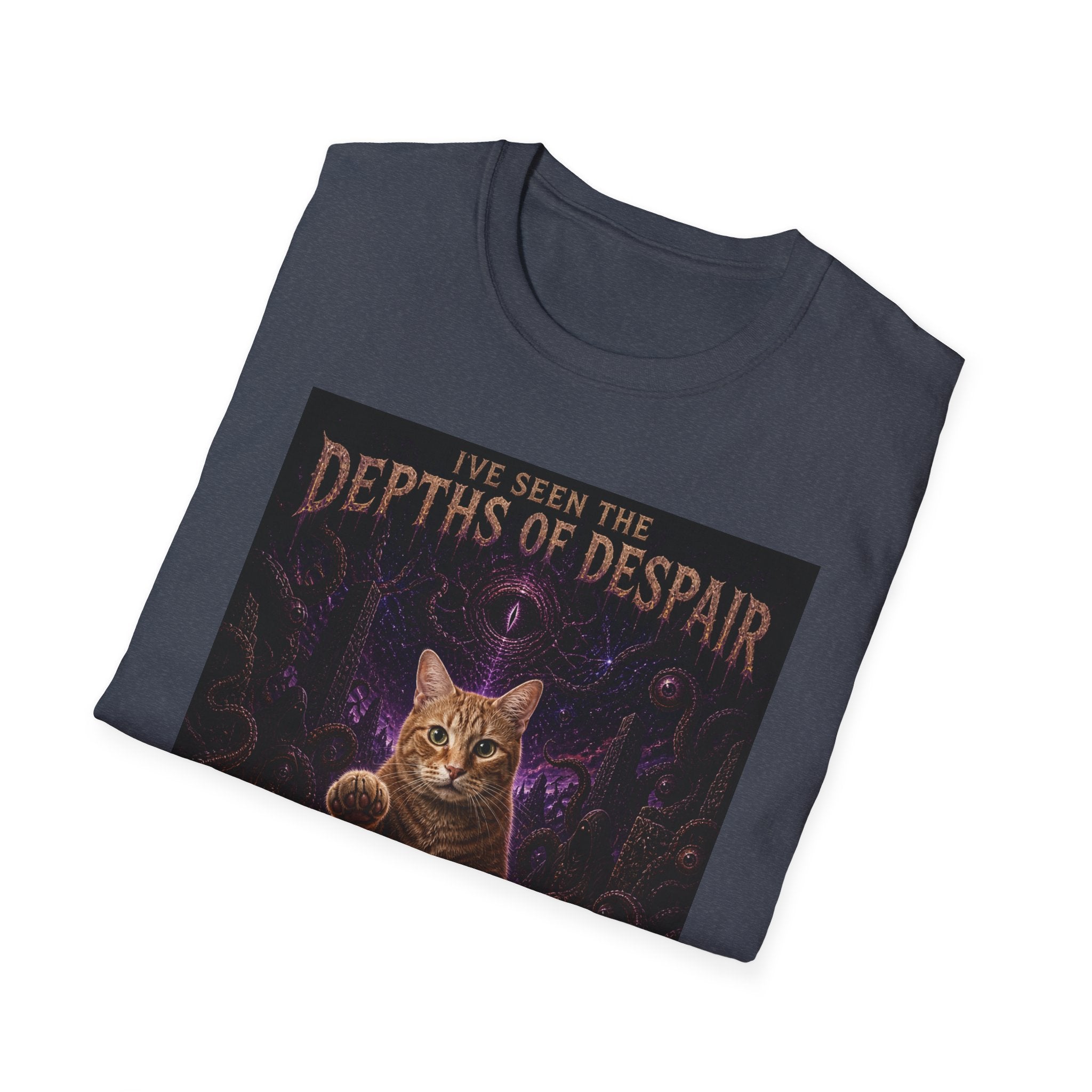 Depths of Despair Cat with Cheese, T-Shirt | Cat Illustration, Funny Quote