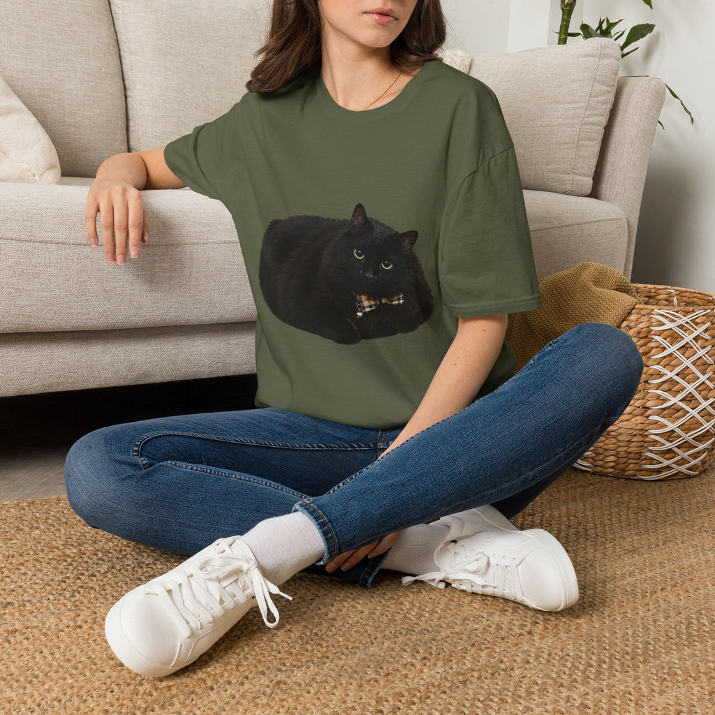 Peeking Black Cat T-Shirt | Minimal Cat Illustration