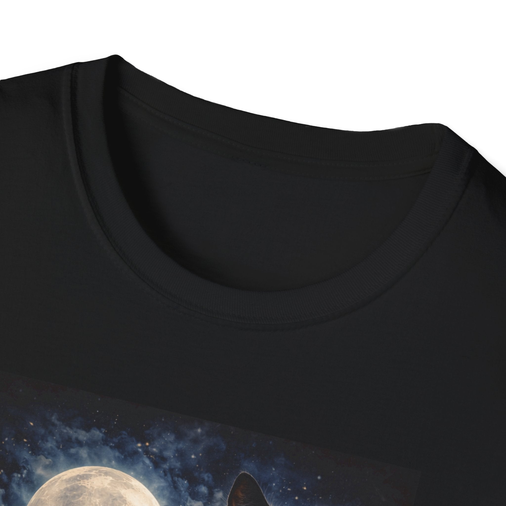 Moonlit Black Cats T-Shirt | Full Moon, Night Forest, Mystical Cat Art