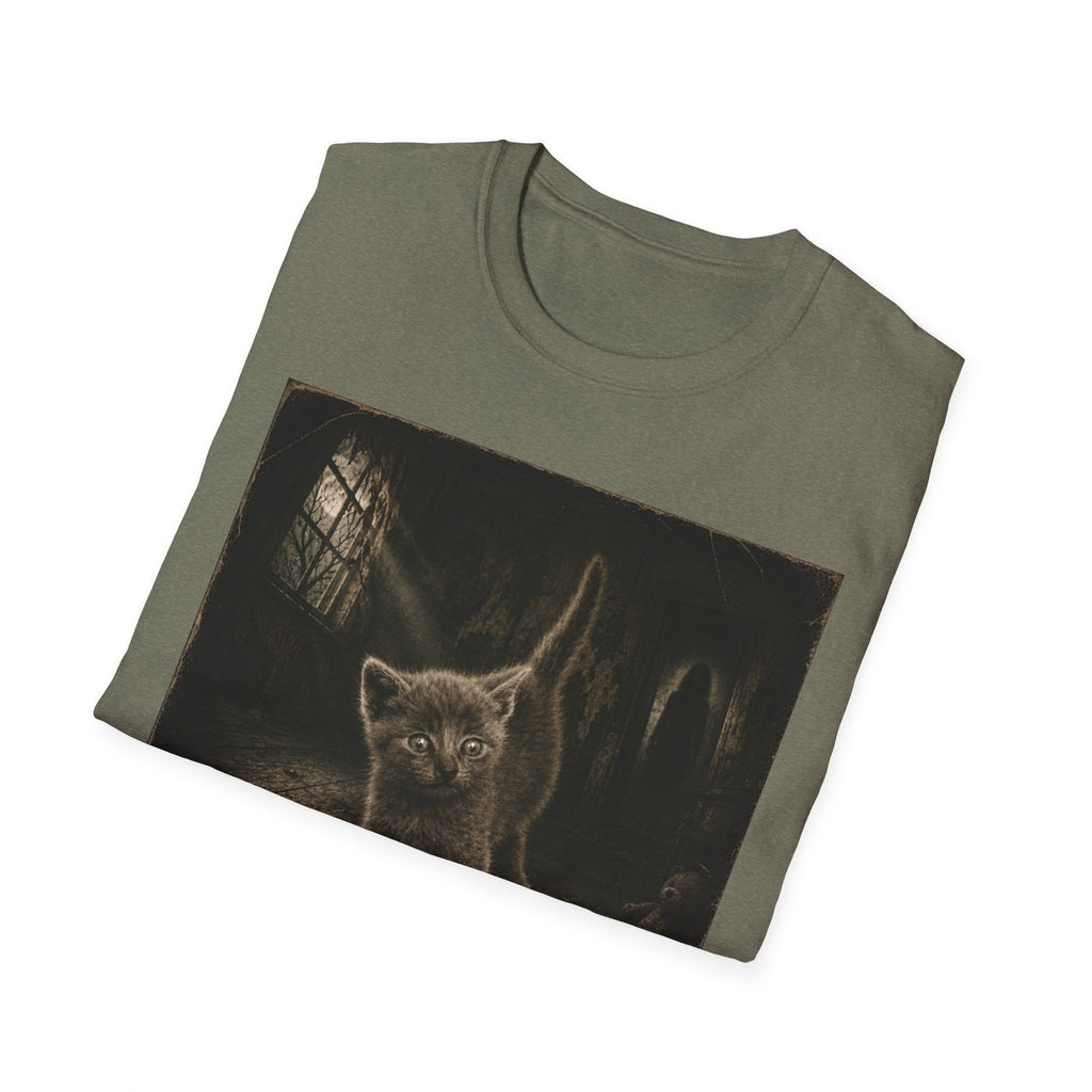 Gray Spooky Cat T-Shirt | Halloween Cat Shirt