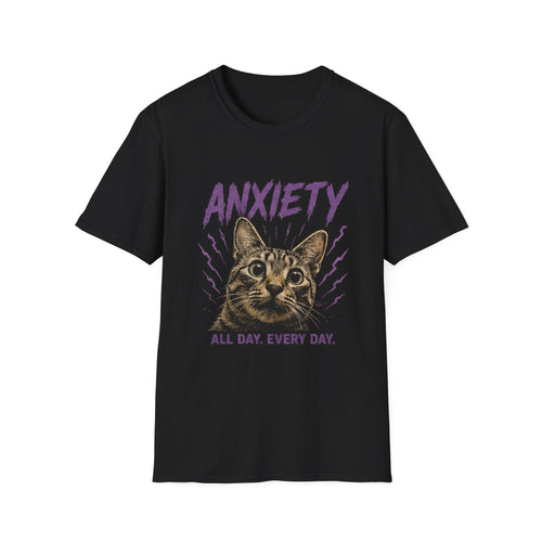 Anxiety Cat All Day Every Day T-Shirt | Cat Face Graphic Tee