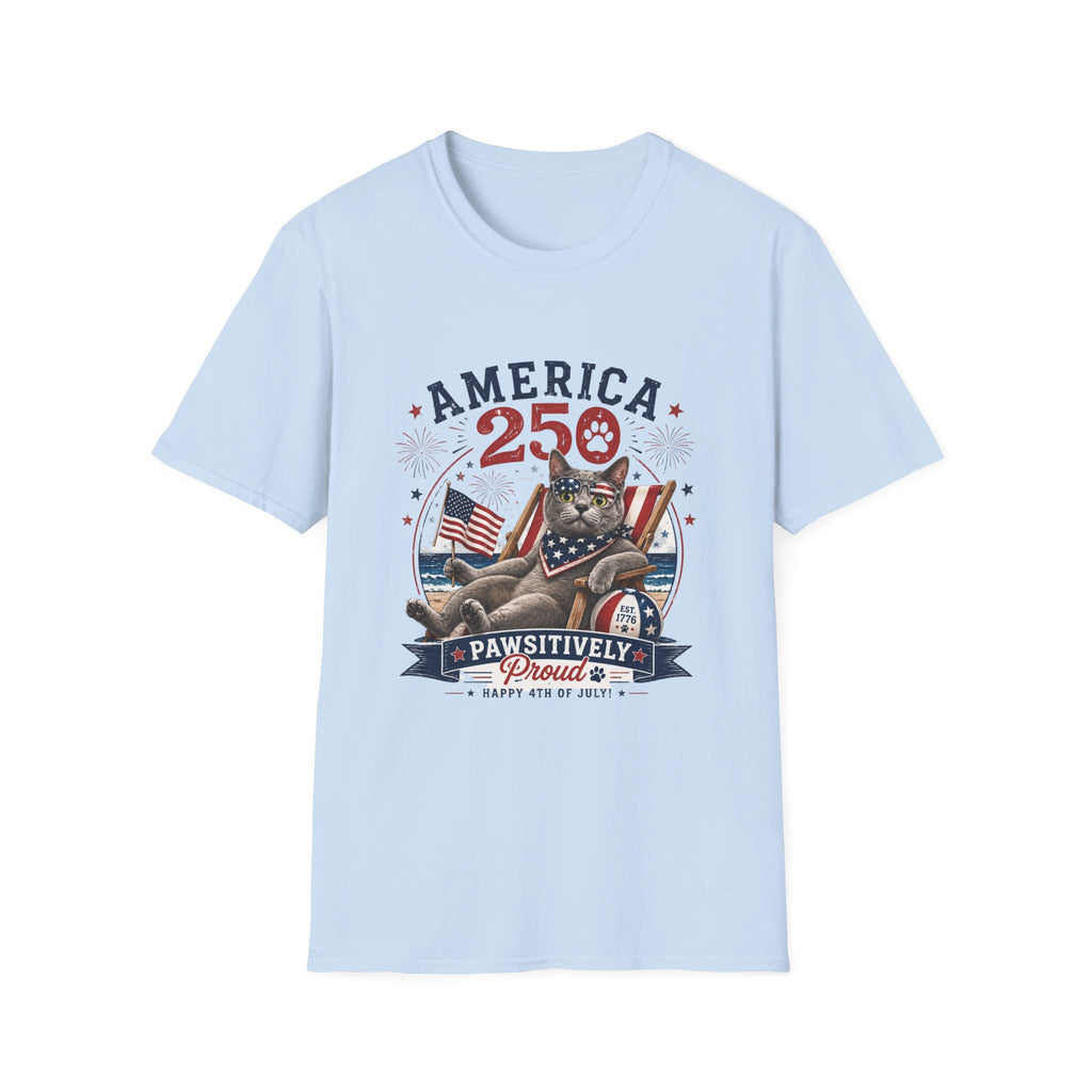 America 250 Cat Patriotic T-Shirt | Flag, Fireworks, Cute Cat