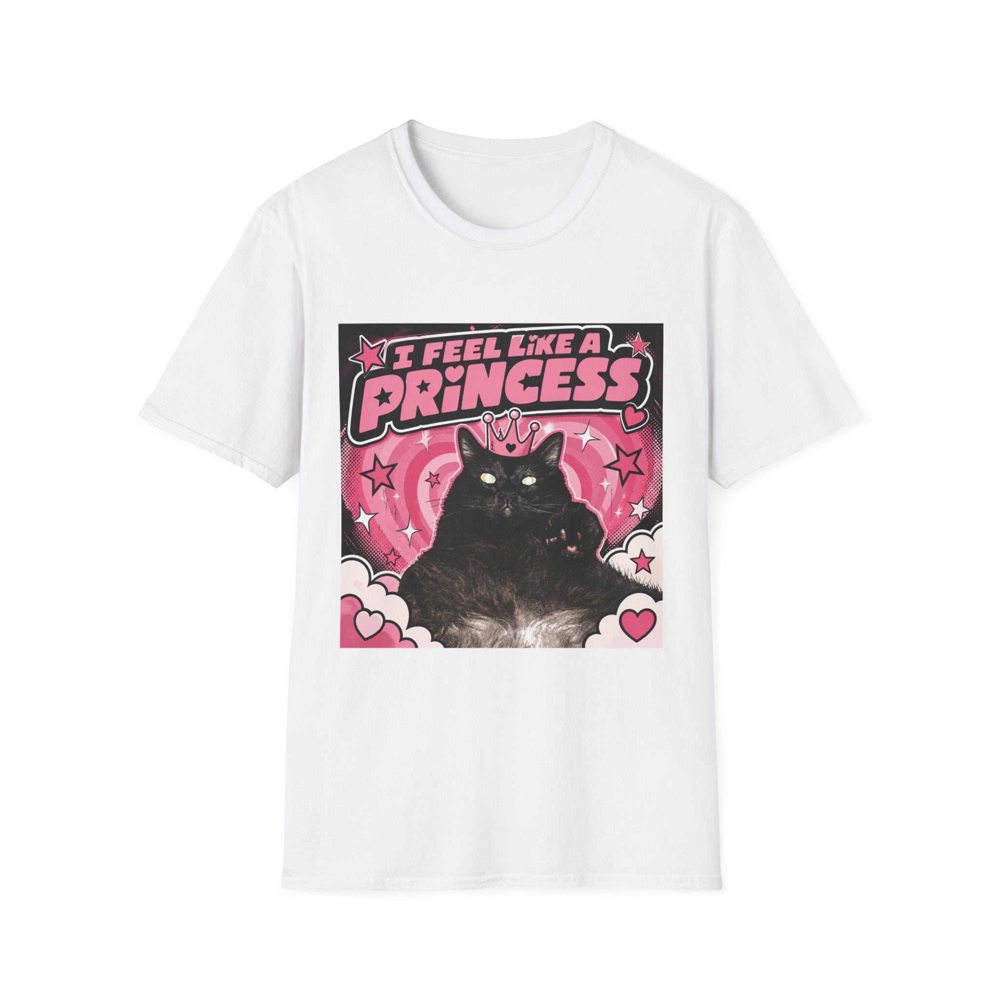 I Feel Like a Princess cat T-Shirt | Black Cat, Pink Retro Design