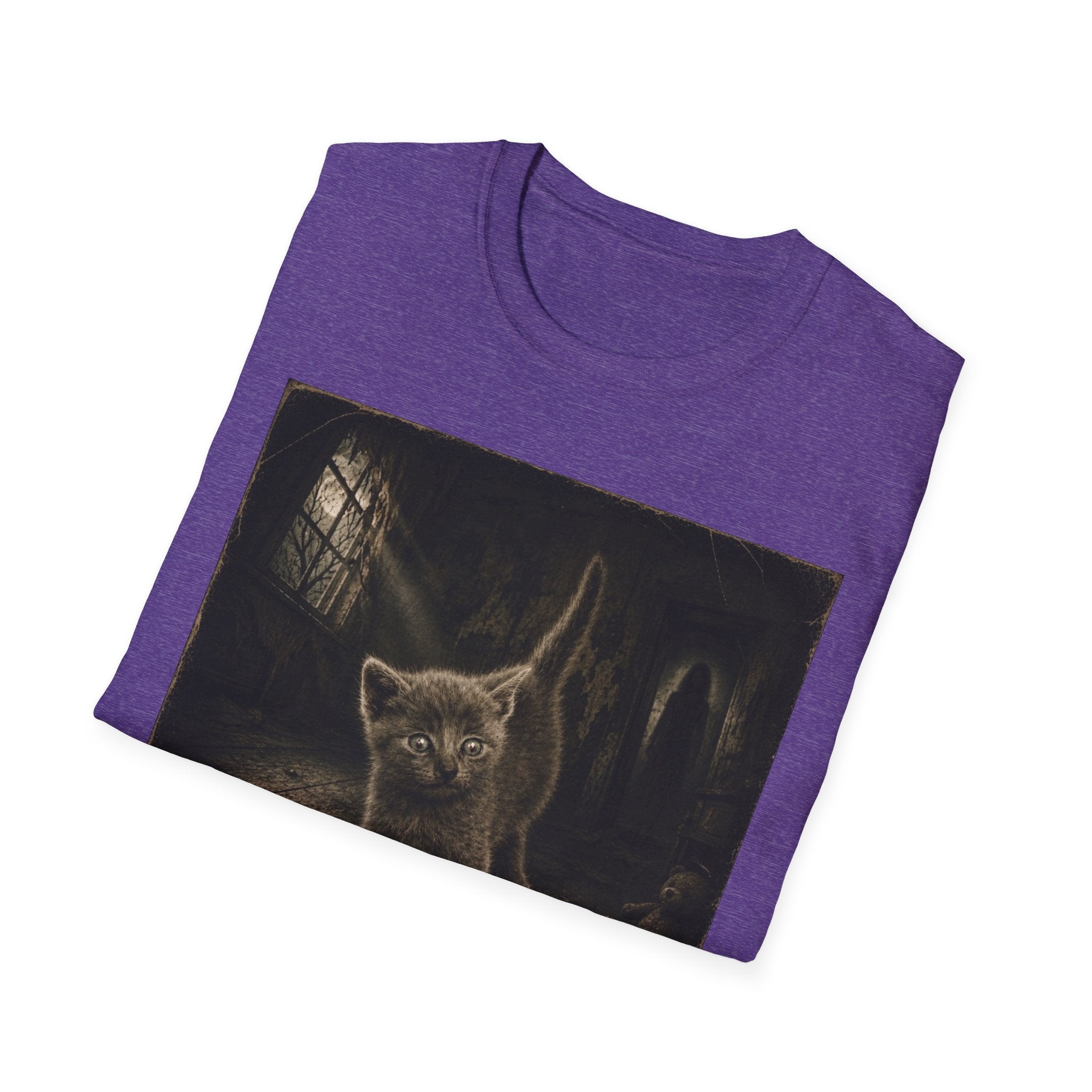 Gray Spooky Cat T-Shirt | Halloween Cat Shirt