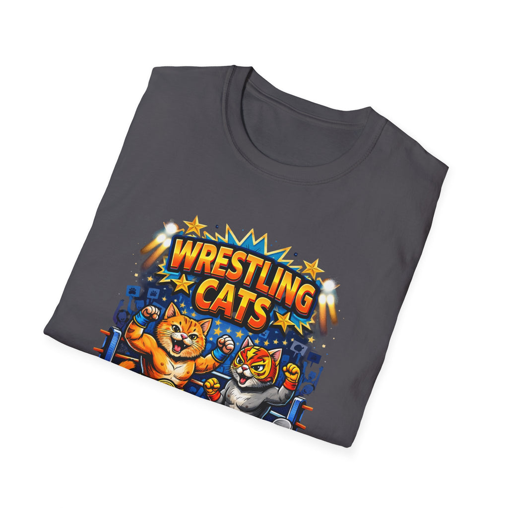 Wrestling Cats T-Shirt | Retro Cat Wrestlers Graphic Tee