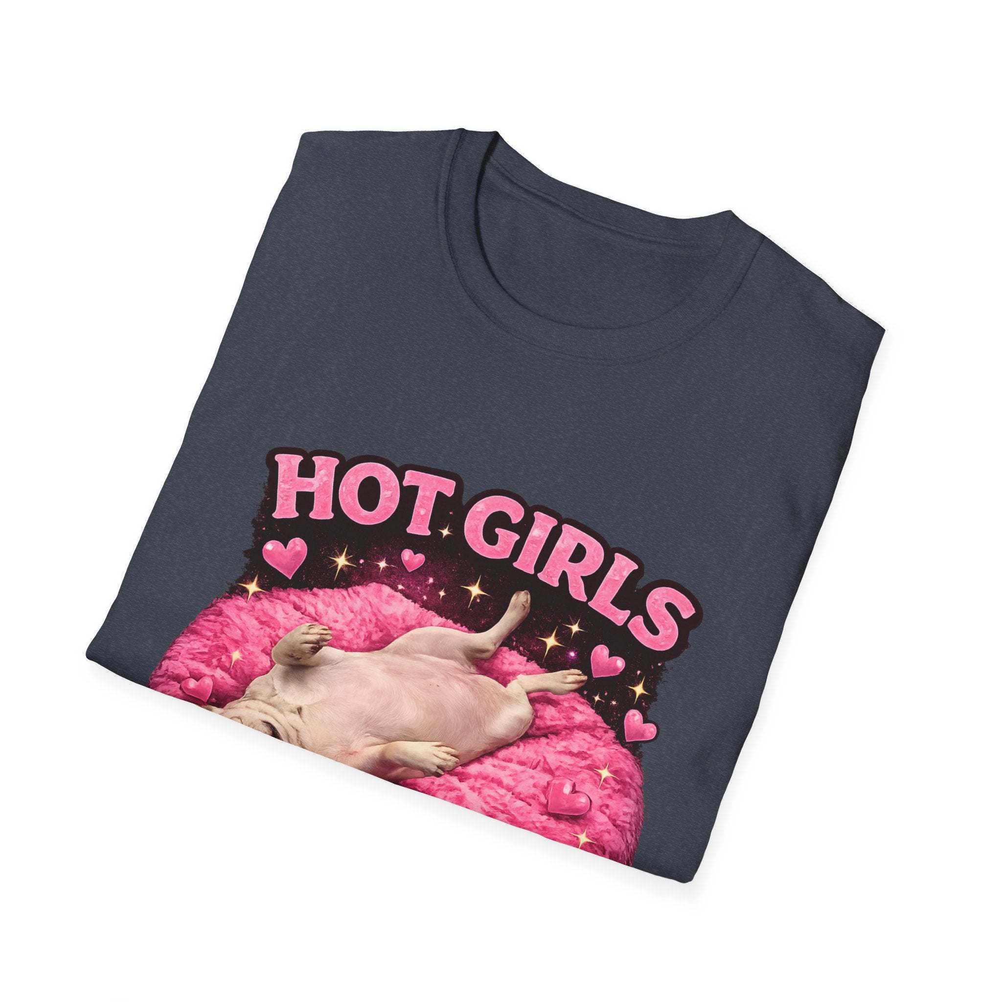 Hot Girls Sleep Like This T-Shirt | Cute Pug on Pink Donut Pillow