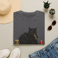 Black Cat Sitting with Drinks T-Shirt | Funny Cat Illustration