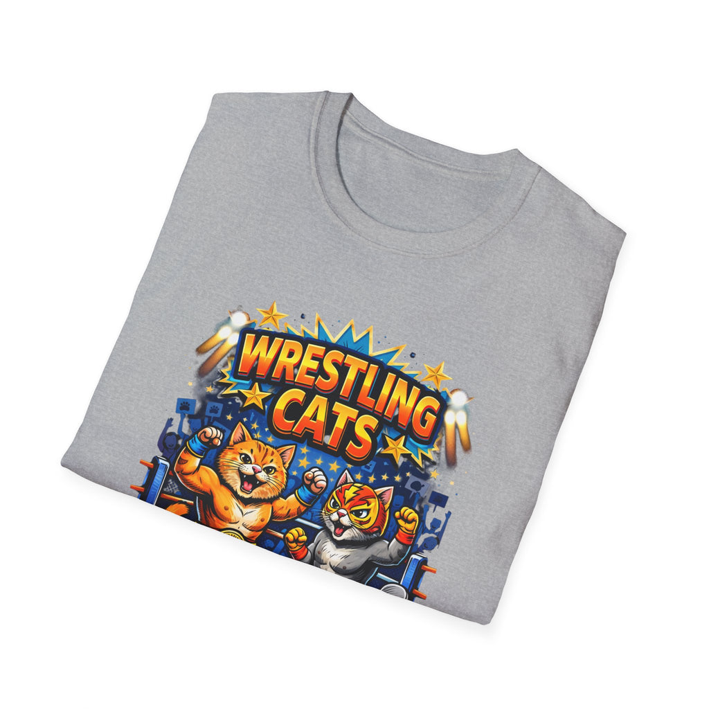 Wrestling Cats T-Shirt | Retro Cat Wrestlers Graphic Tee