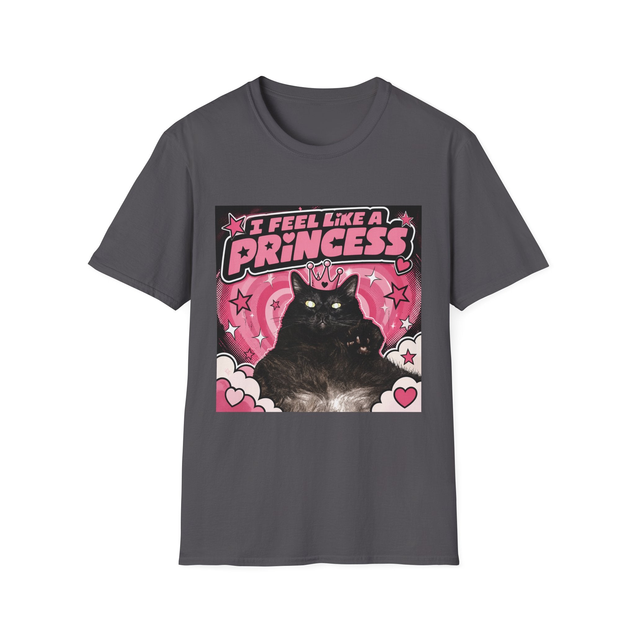 I Feel Like a Princess cat T-Shirt | Black Cat, Pink Retro Design