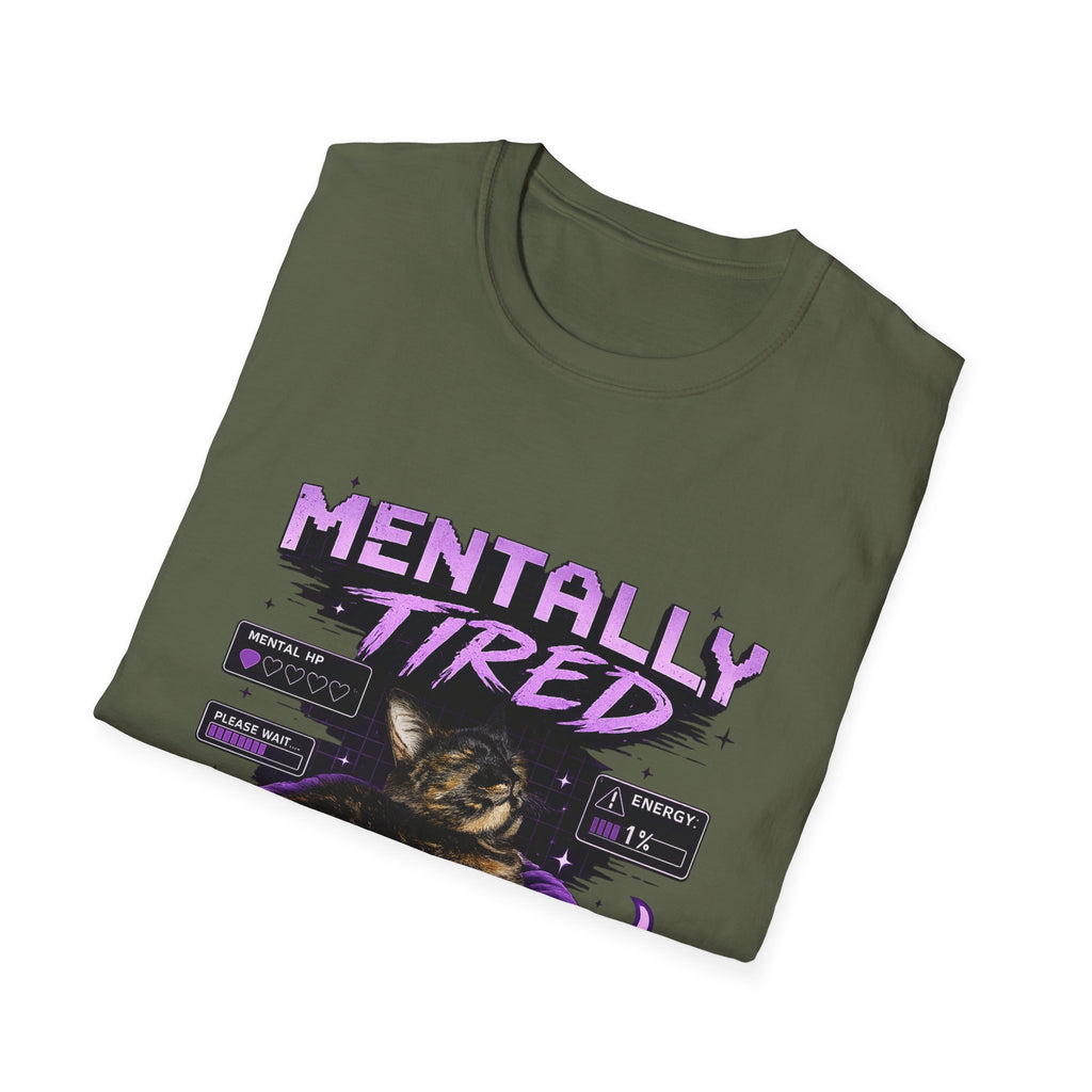 Mentally Tired Tortie Cat retro vaporwave T-Shirt | Vaporwave Cat Tee