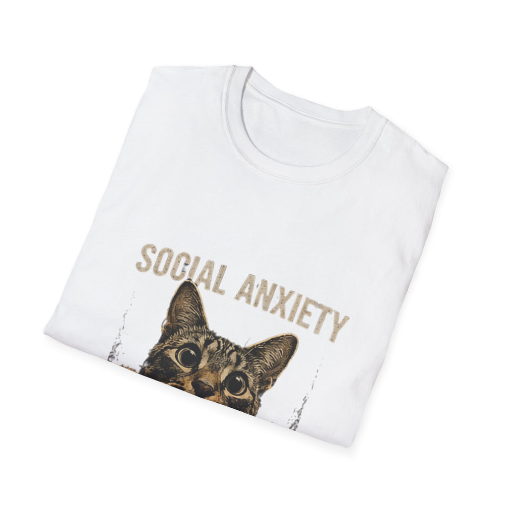 Social Anxiety Cat Leave Me Alone T-Shirt | Cat Illustration, Funny Text
