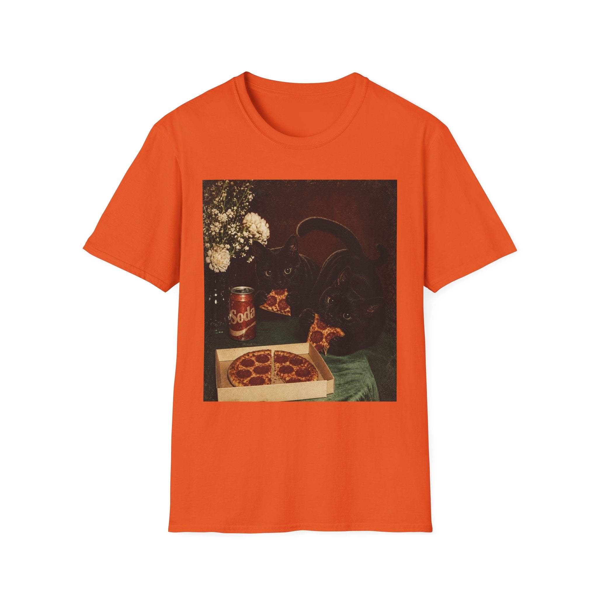 Black Cat Still Life T-Shirt | Vintage Floral, Candlelit Table