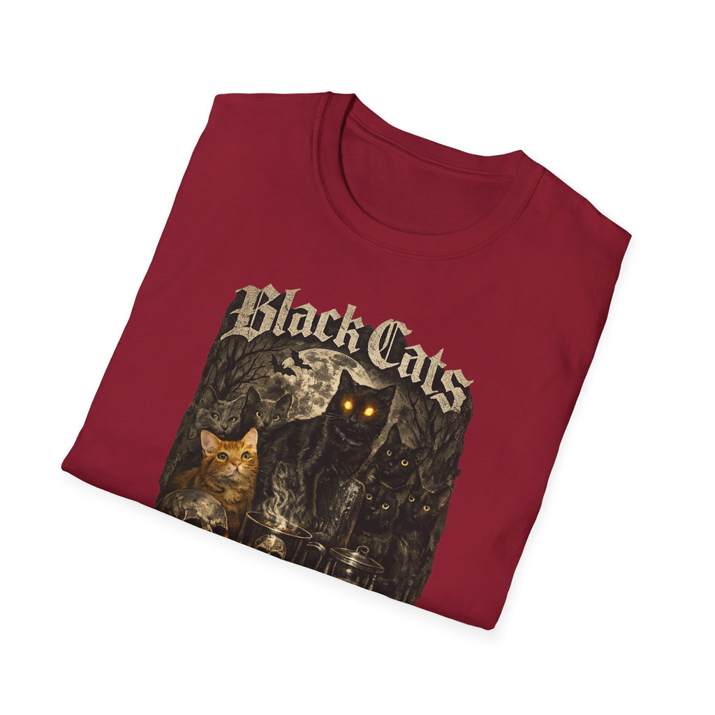 Black Cats & Coffee T-Shirt | Vintage Gothic Cat Illustration, Coffee Lover