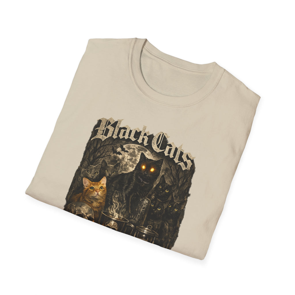 Black Cats & Coffee T-Shirt | Vintage Gothic Cat Illustration, Coffee Lover