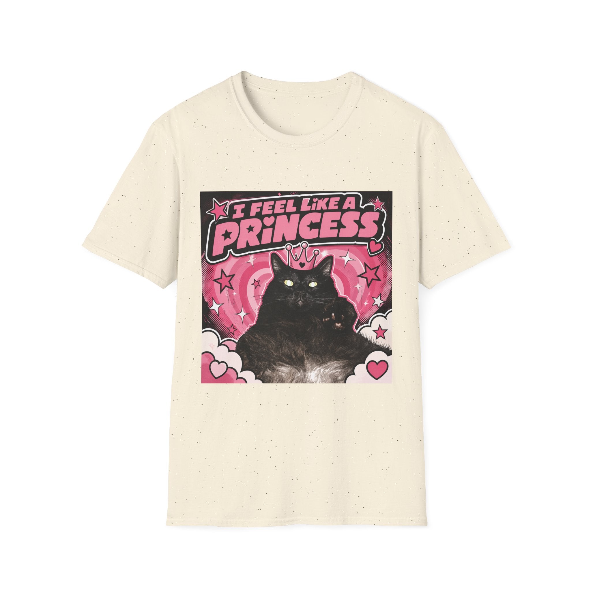 I Feel Like a Princess cat T-Shirt | Black Cat, Pink Retro Design