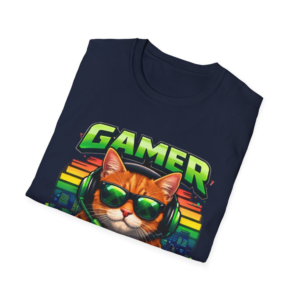 Gamer Cat with Controller T-Shirt | Eat Sleep Game Repeat
