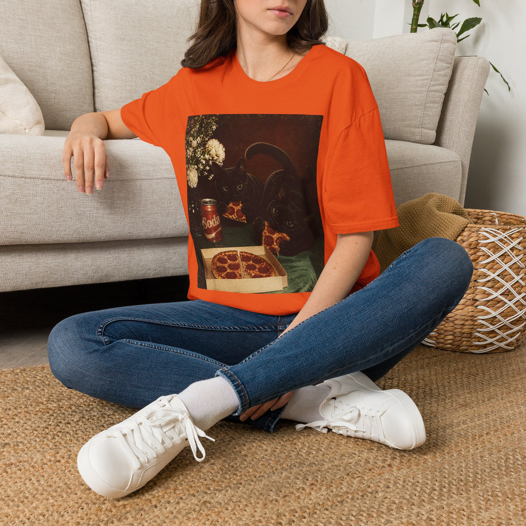 Black Cat Still Life T-Shirt | Vintage Floral, Candlelit Table