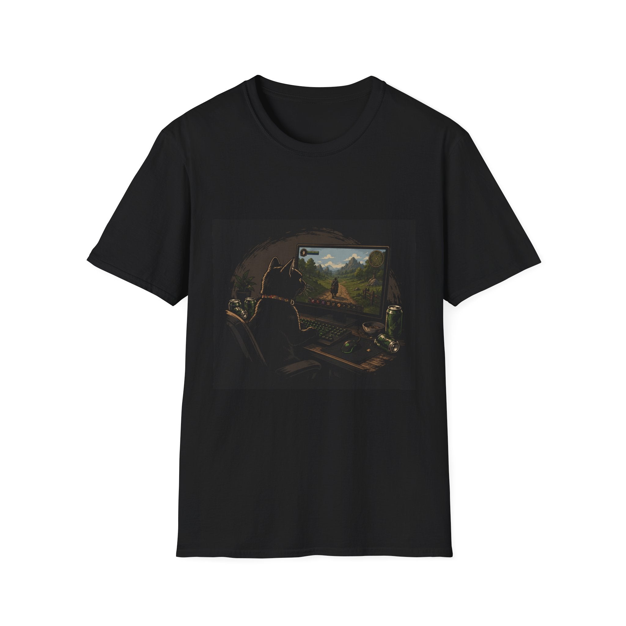 Scenic RPG Game Stream Landscape T-Shirt | Fantasy Gaming Controller Art