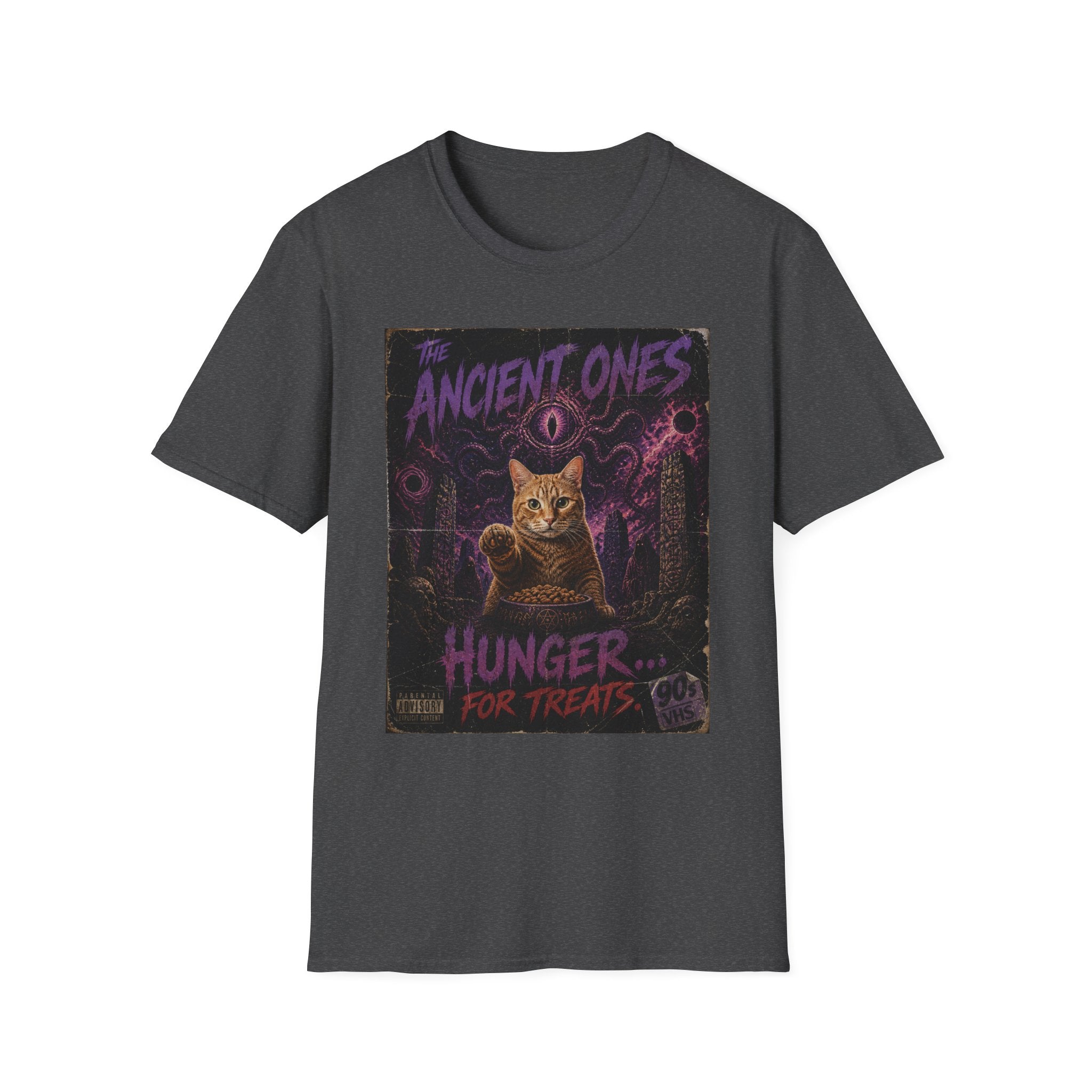 Ancient Ones Cat Horror Poster T-Shirt | Cthulhu Cat Hunger for Treats