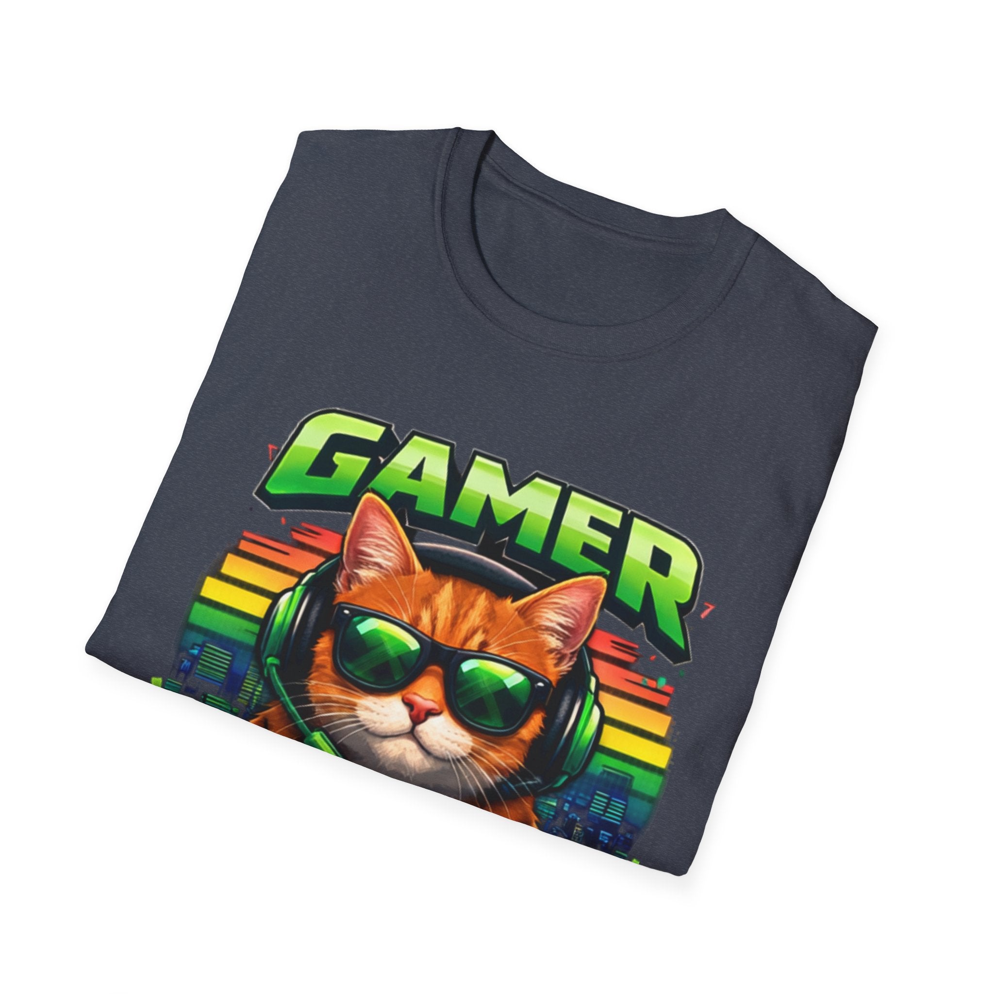 Gamer Cat with Controller T-Shirt | Eat Sleep Game Repeat