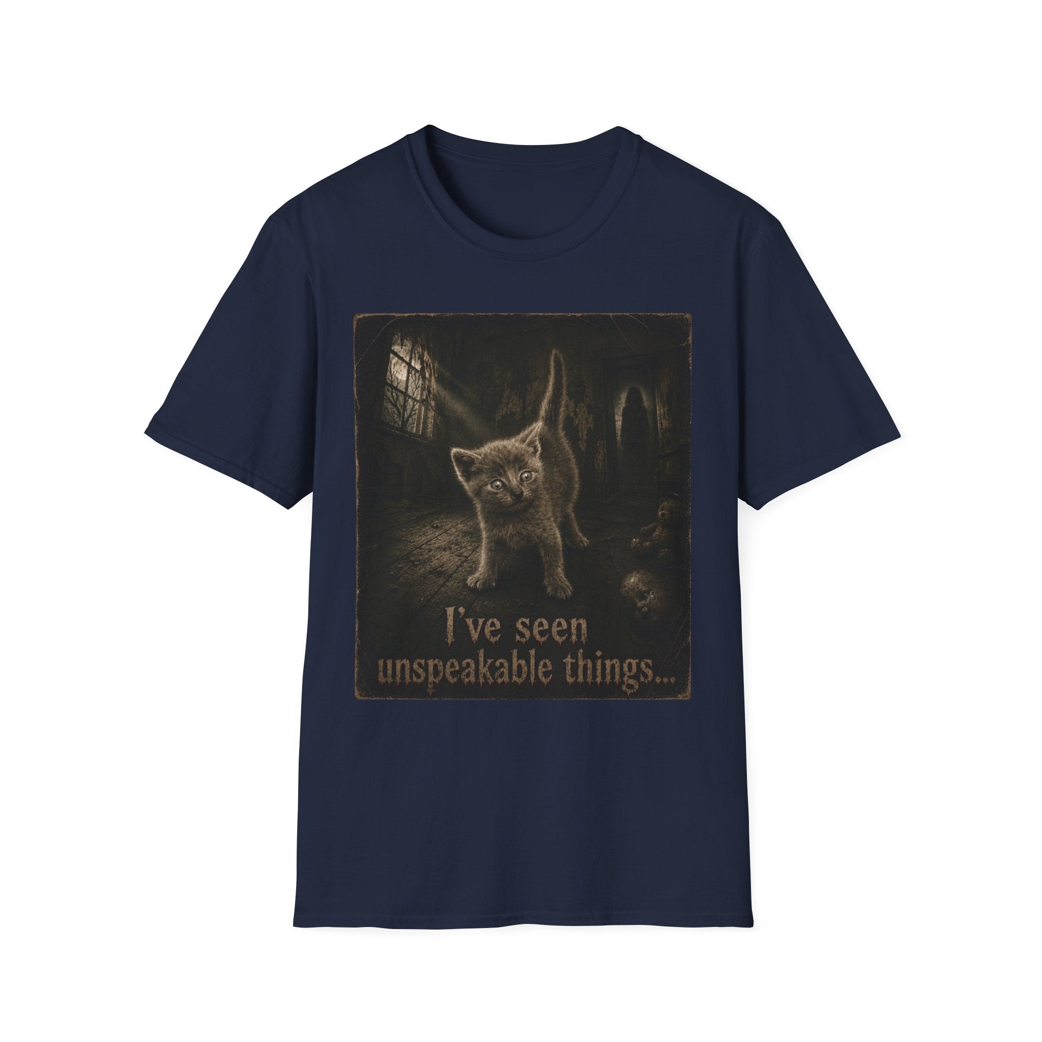 Gray Spooky Cat T-Shirt | Halloween Cat Shirt
