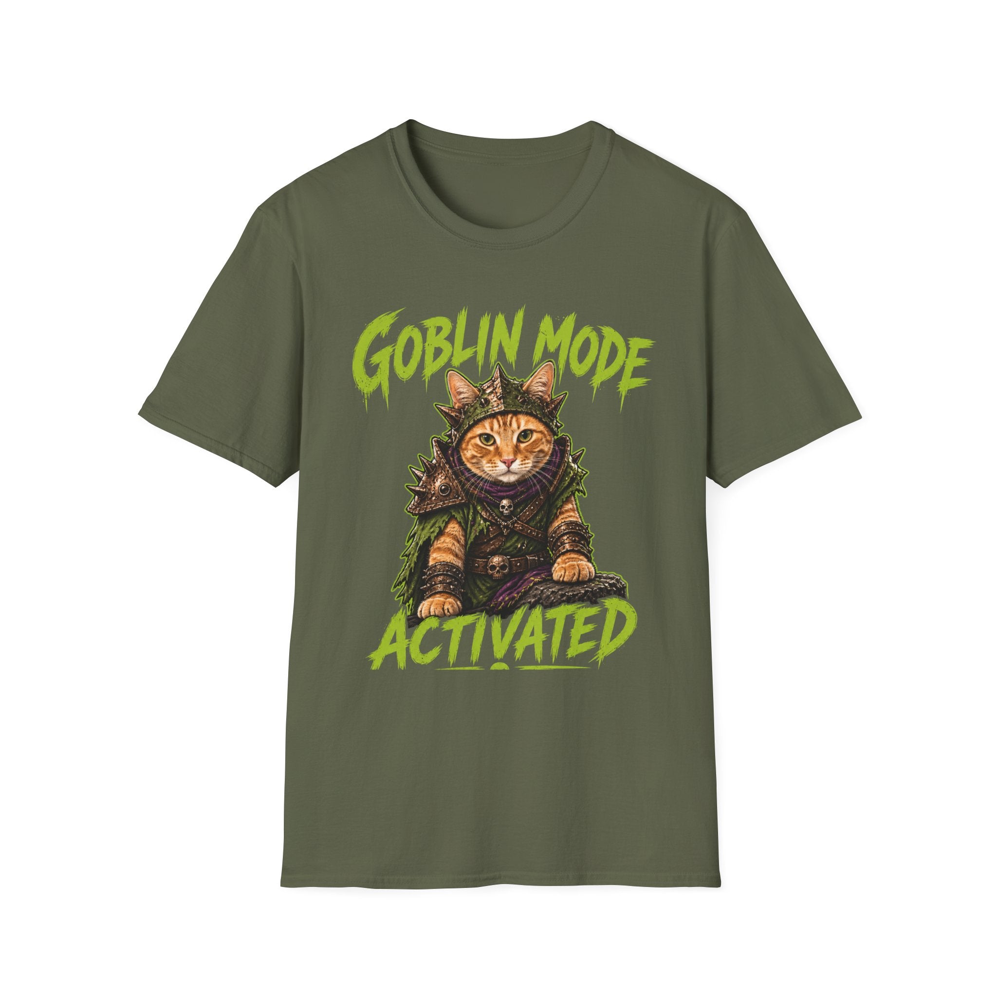 Goblin Mode Activated Cat T-Shirt | Fantasy Cat Illustration, Halloween Vibe