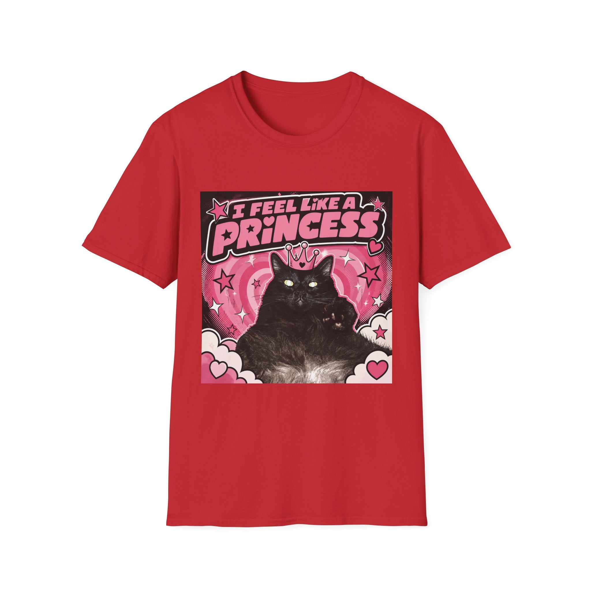 I Feel Like a Princess cat T-Shirt | Black Cat, Pink Retro Design