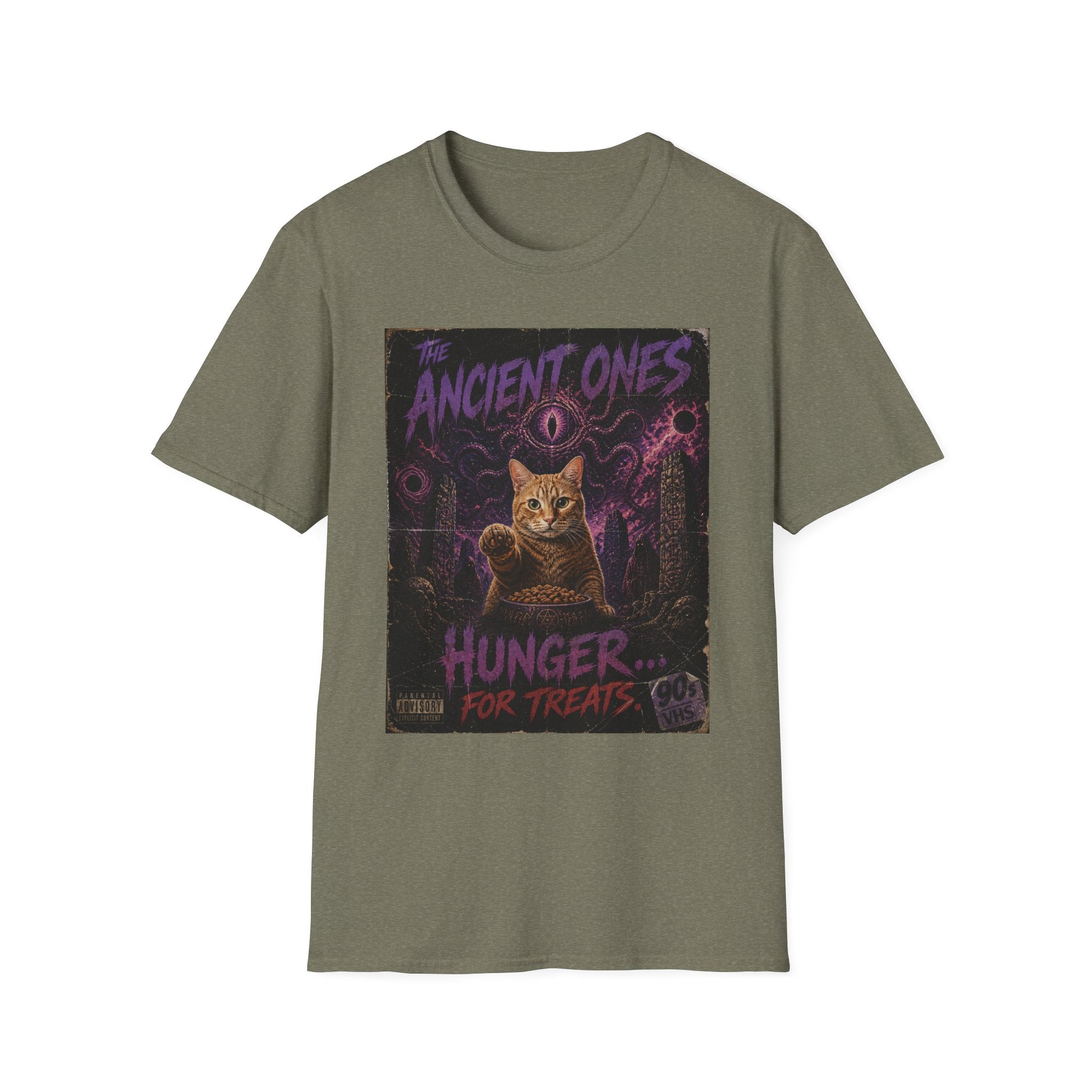 Ancient Ones Cat Horror Poster T-Shirt | Cthulhu Cat Hunger for Treats