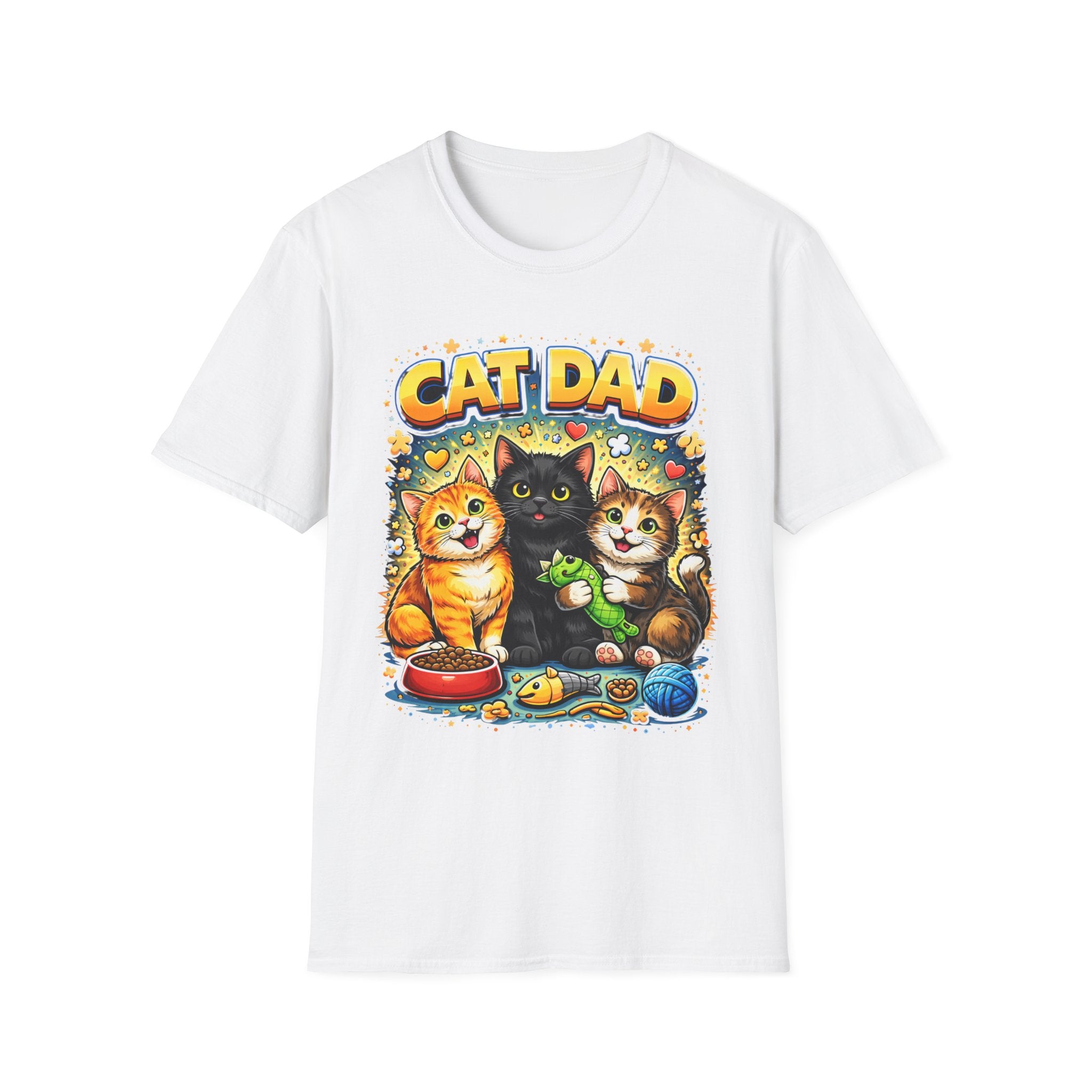 Cat Dad graphic T-Shirt | Cute kittens, colorful illustration, pet lover tee